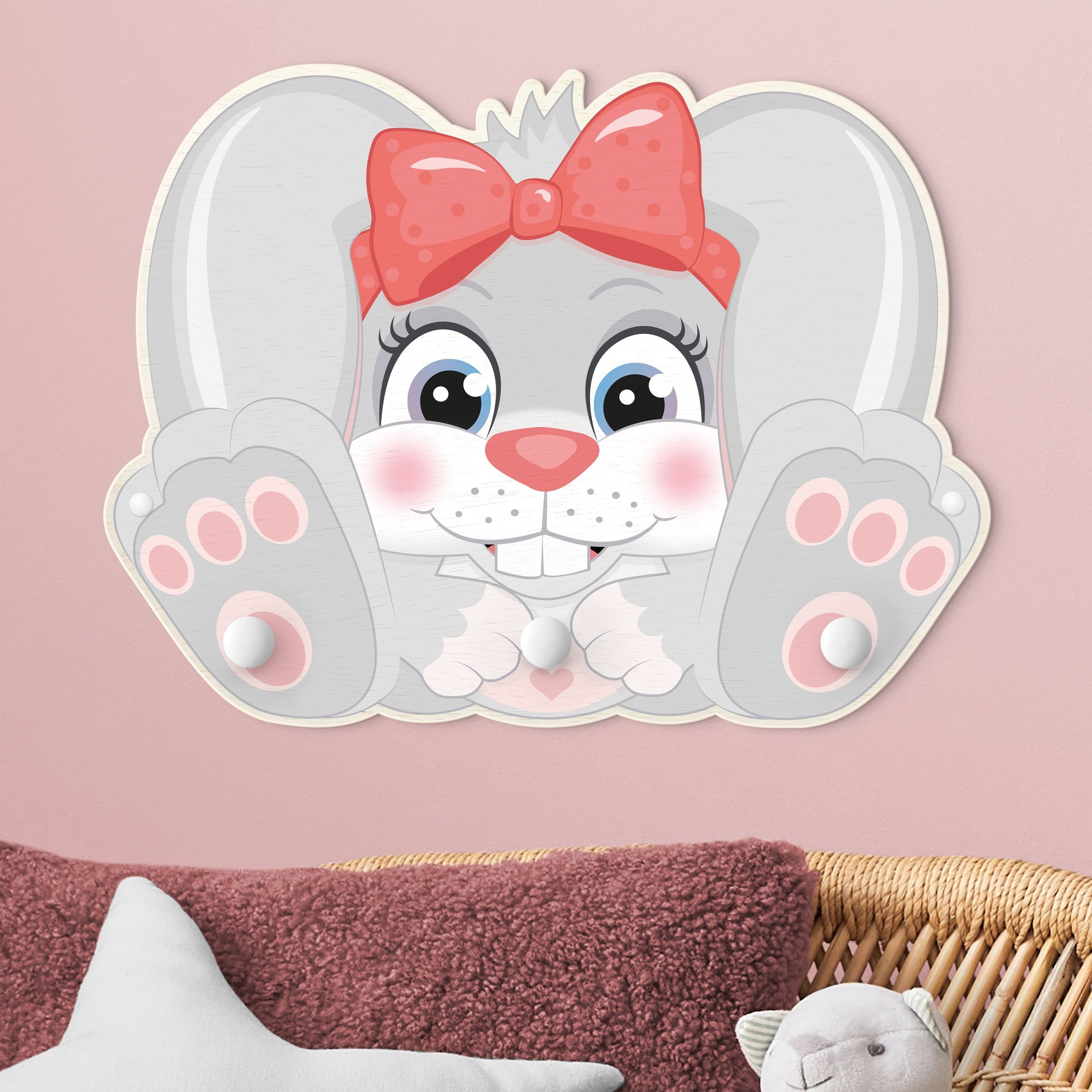 Kindergarderobe Holz Hasen - Mädchen