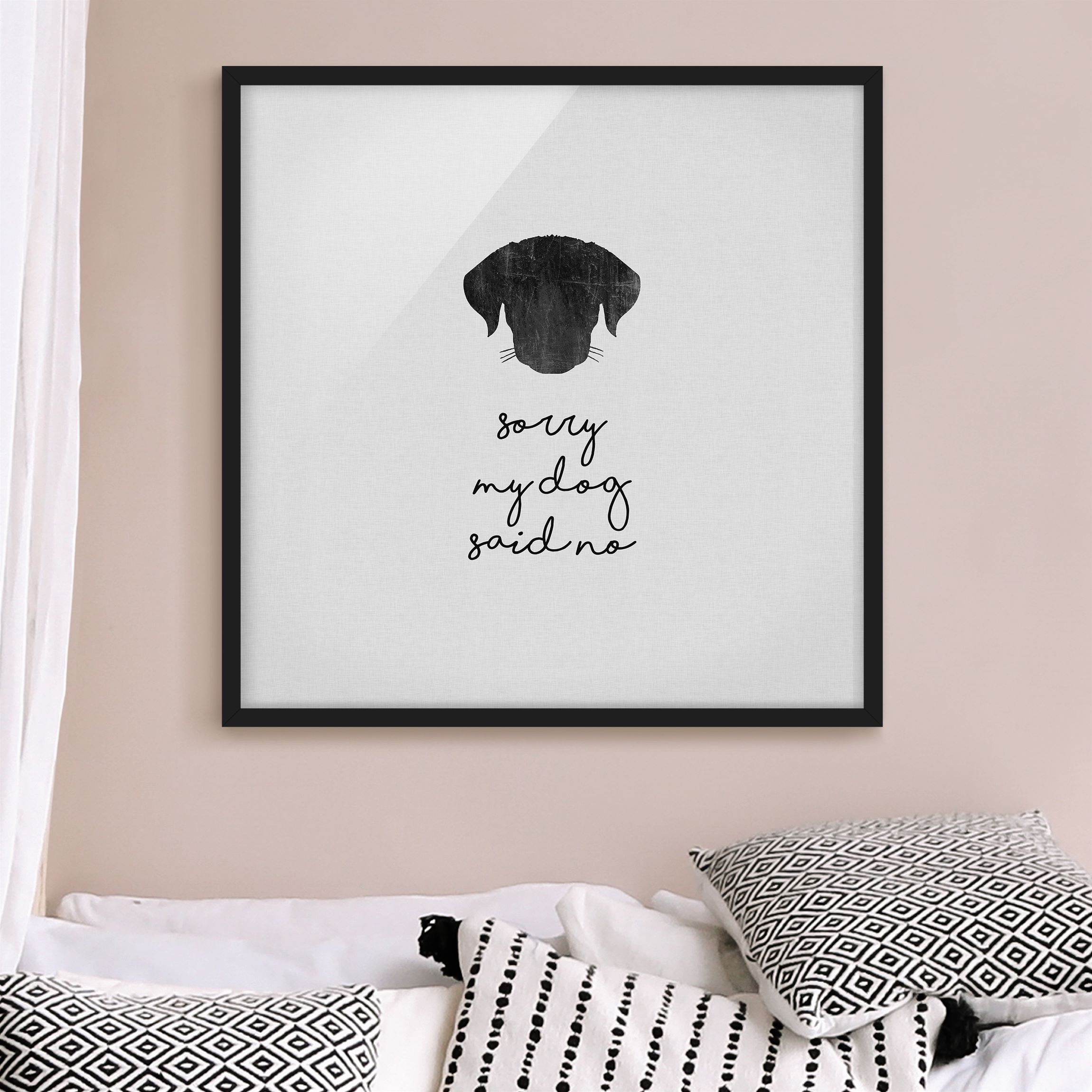 Bild mit Rahmen Haustier Zitat Sorry My Dog Said No