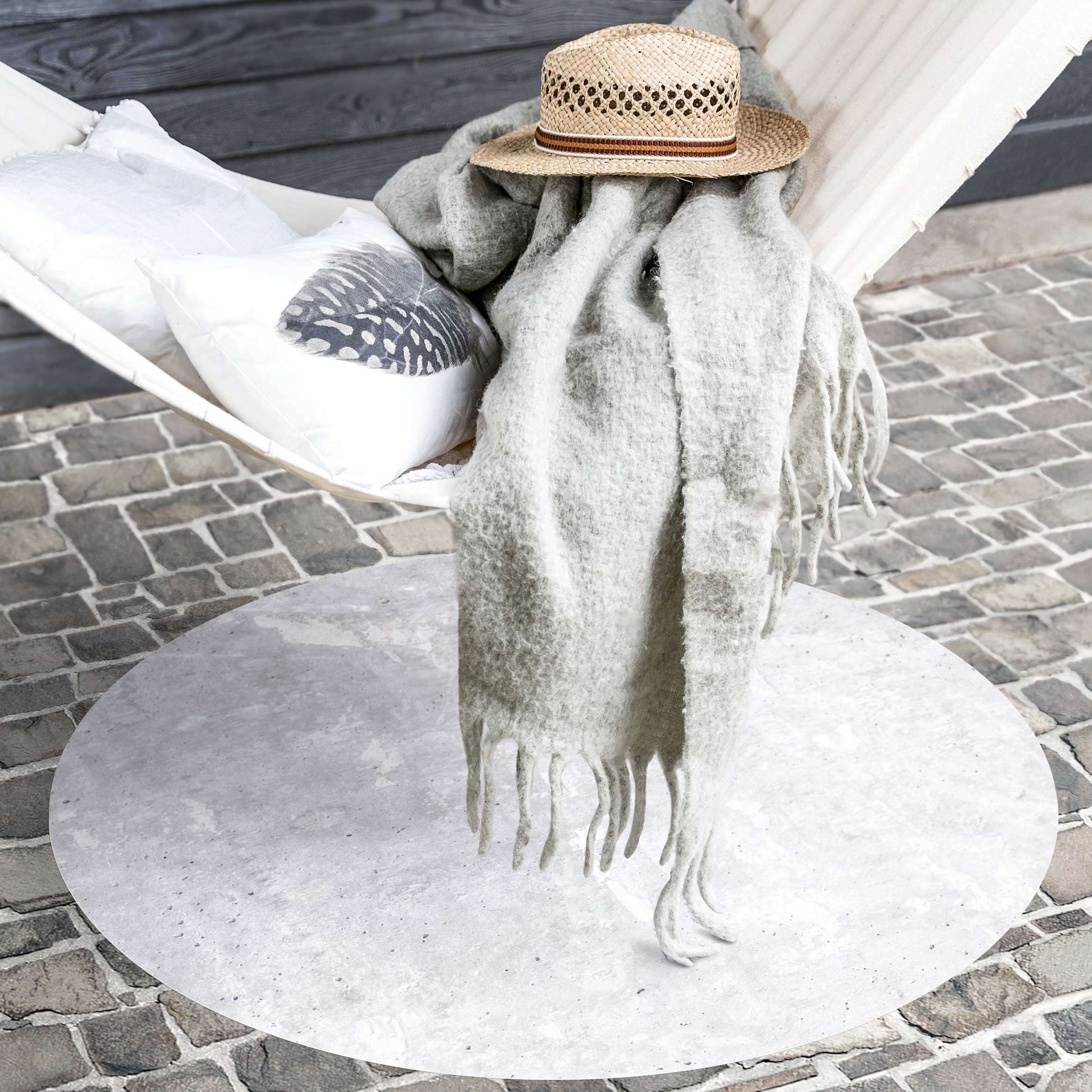 Runder Vinyl-Teppich Hellgraue Betonstruktur