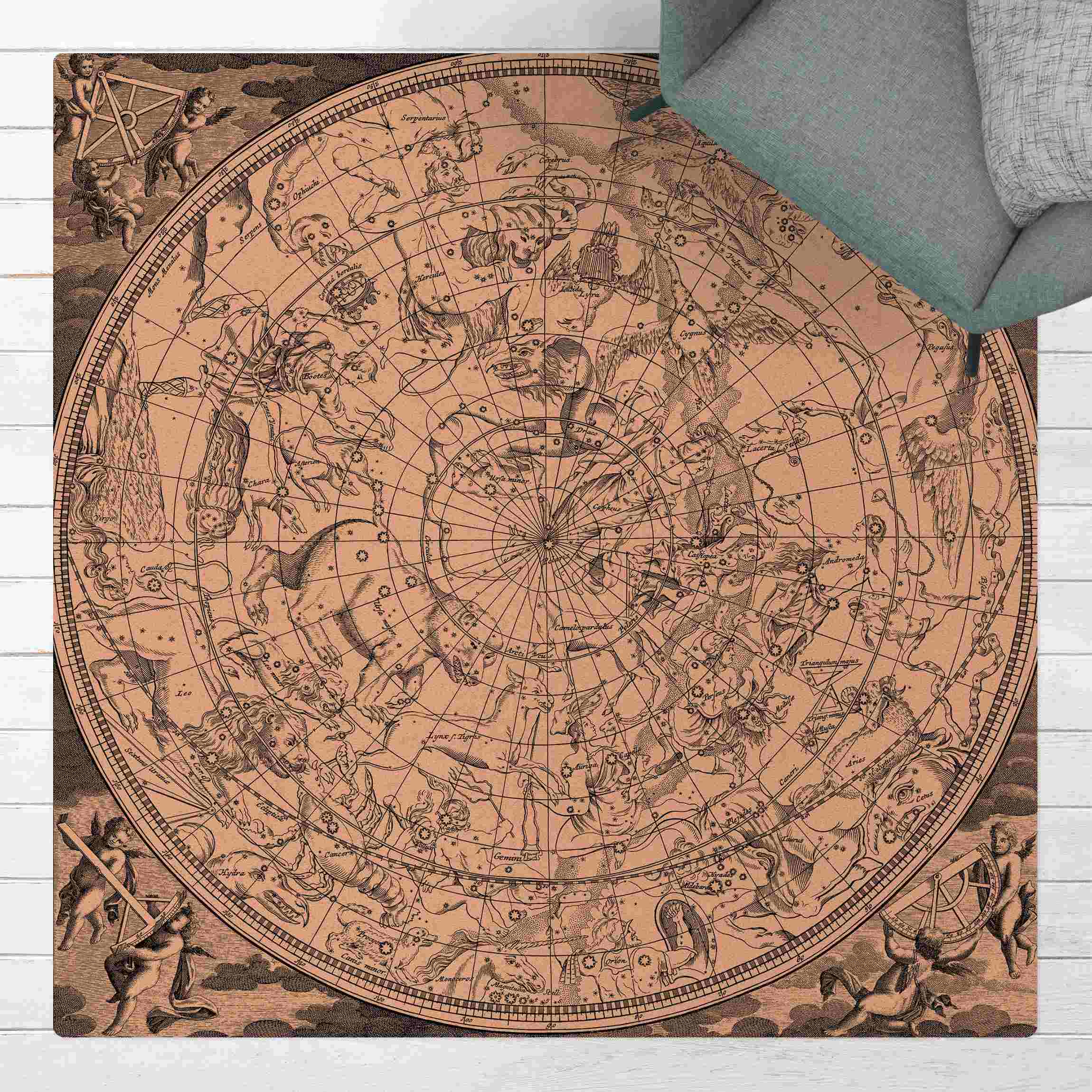 Kork-Teppich Hemisphäre Nordhalbkugel Holzschnitt