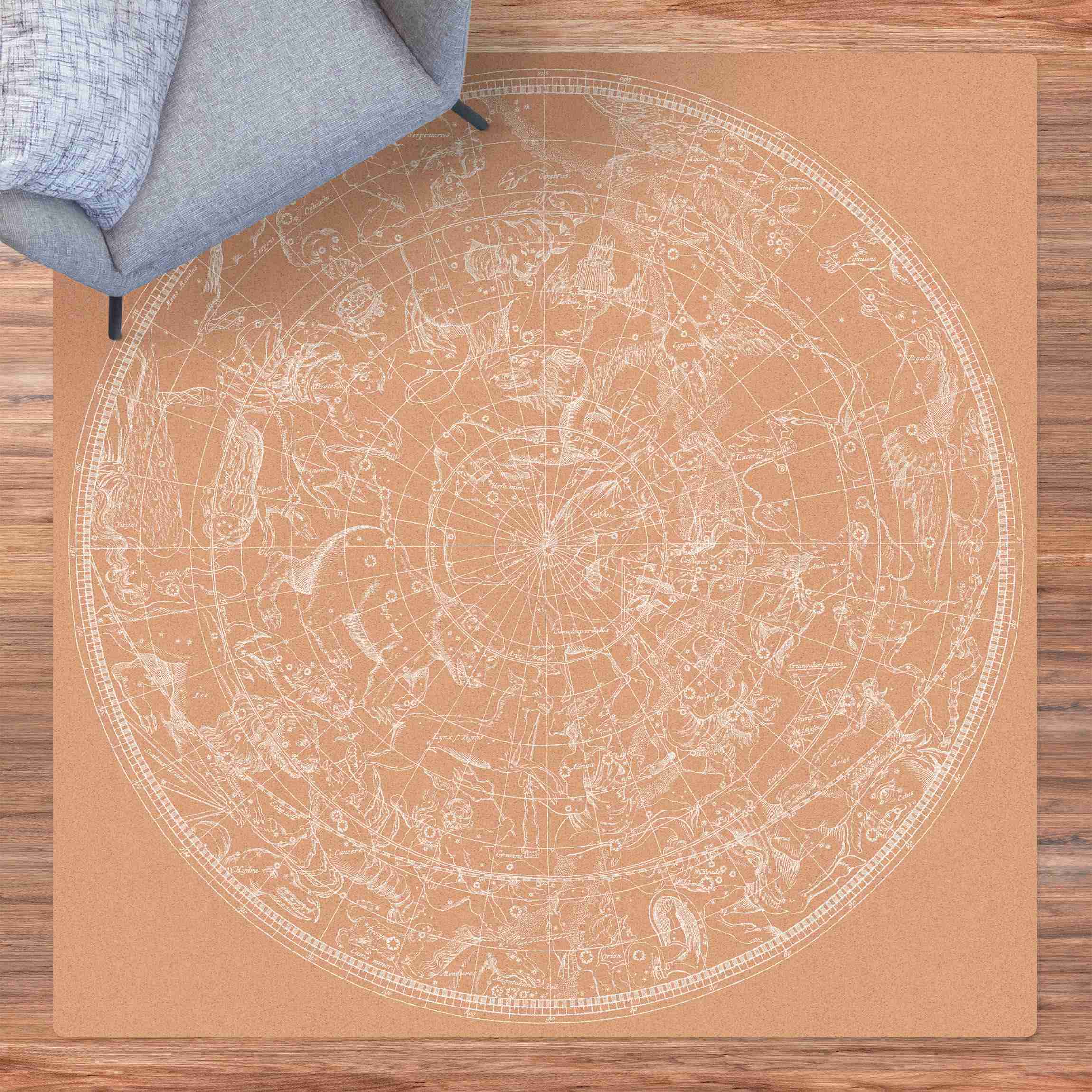 Kork-Teppich Hemisphäre Nordhalbkugel Weiß