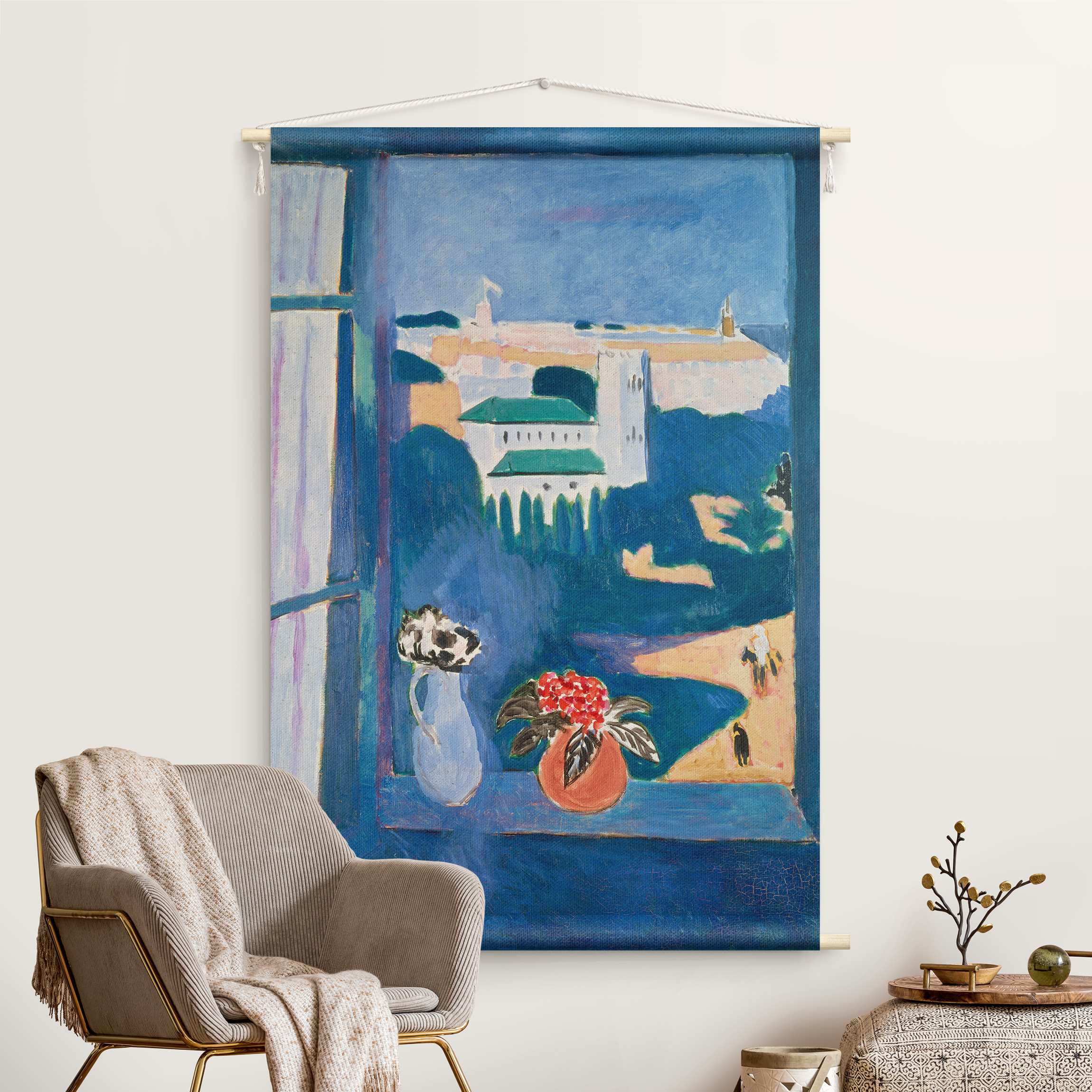 Wandteppich Henri Matisse - Blick aus dem Fenster, Tanger
