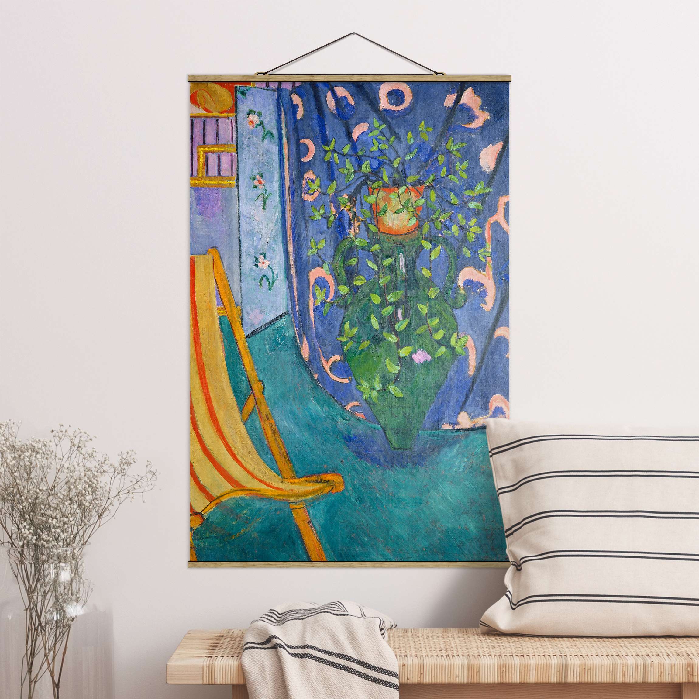 Stoffbild mit Posterleisten Henri Matisse - Ecke im Studio des Künstlers