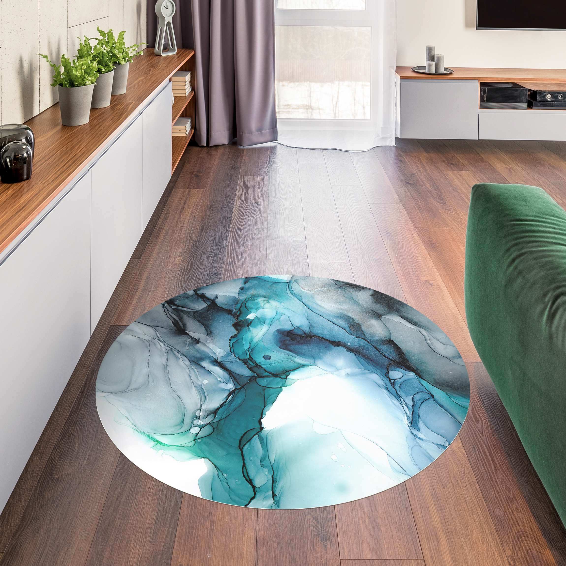 Runder Vinyl-Teppich Herabfallende Regenwolken