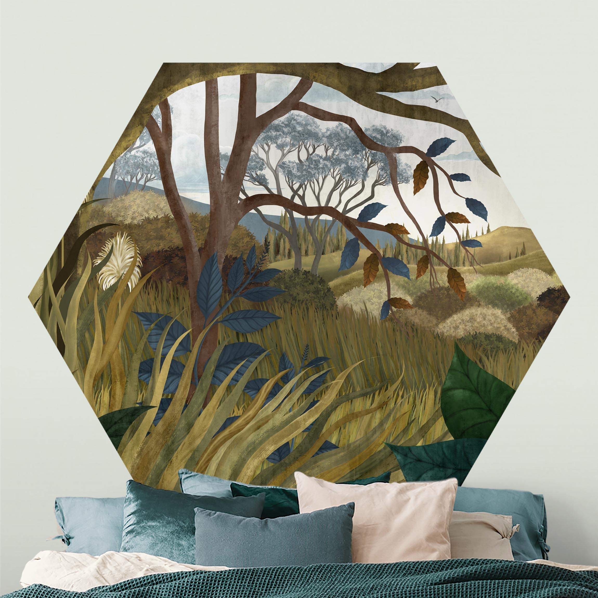 Hexagon Tapete selbstklebend Herbstliche Idylle