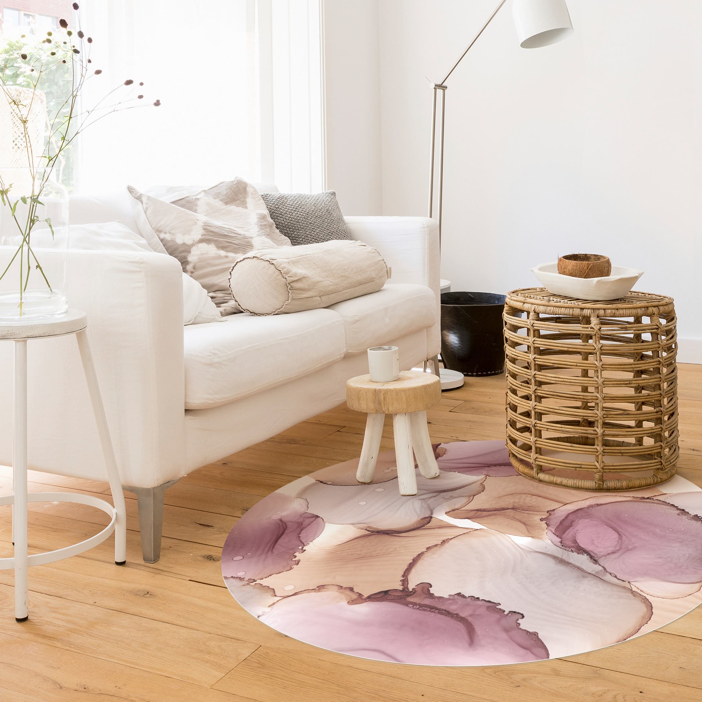 Runder Vinyl-Teppich Herbstschwingungen in Purpur und Kupfer