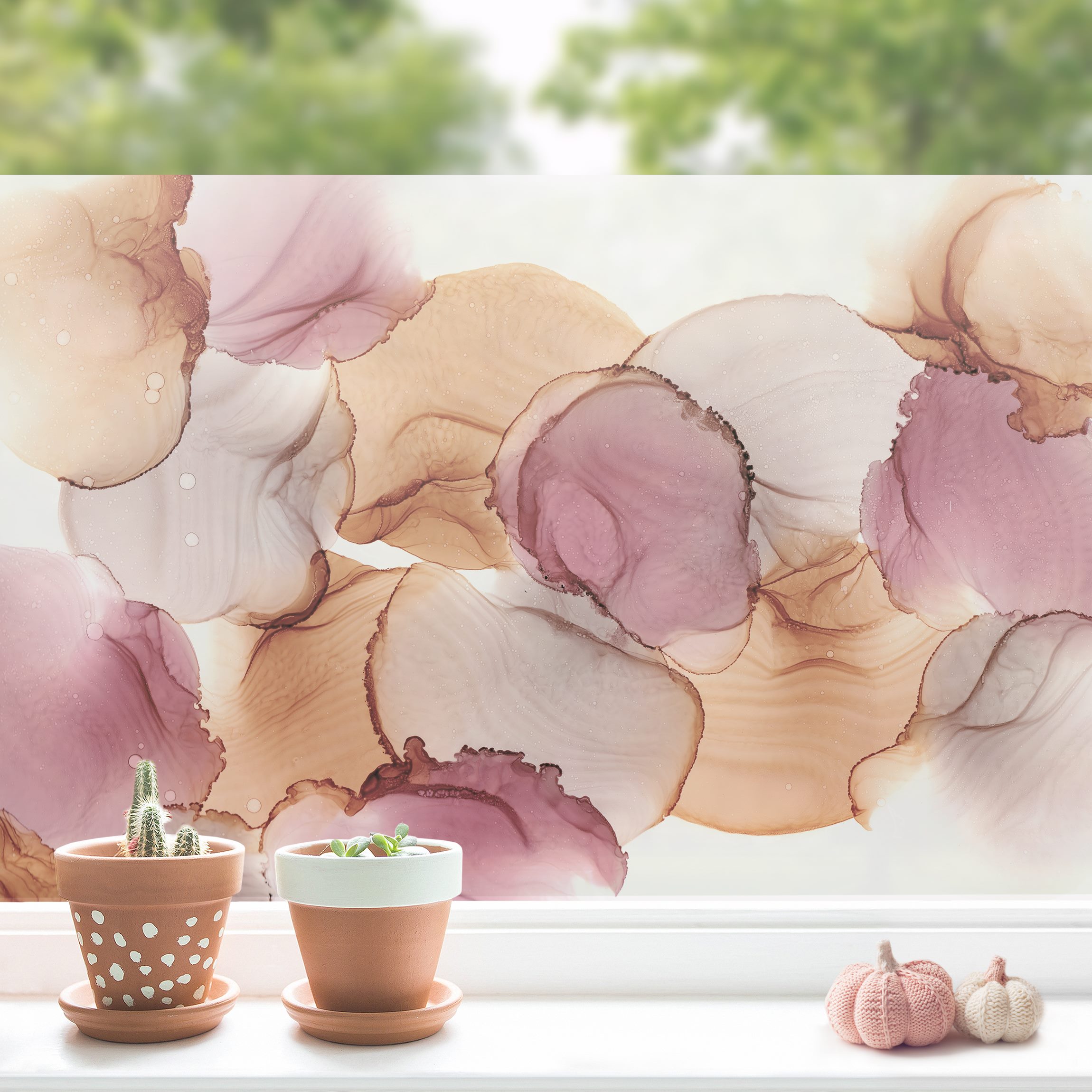 Fensterfolie Herbstschwingungen in Purpur und Kupfer