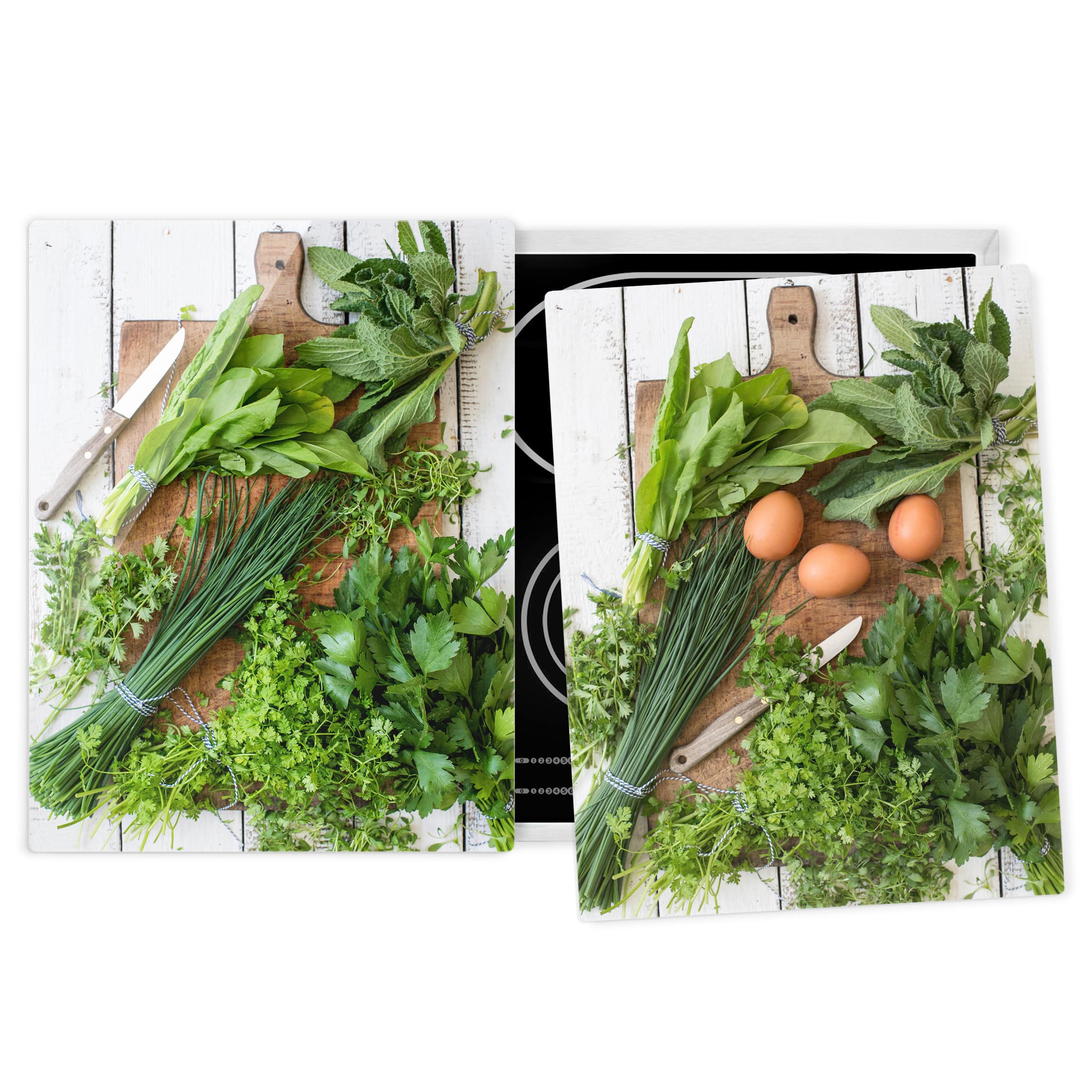 Frische Kräuter auf Holzbrett