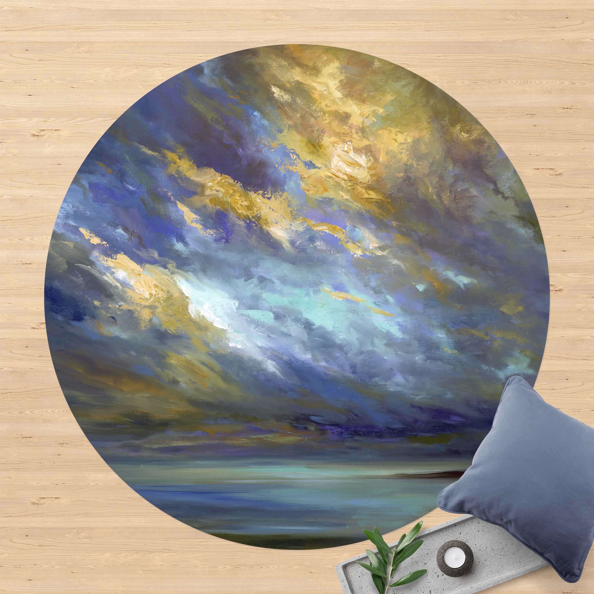 Runder Vinyl-Teppich Himmel über Küste