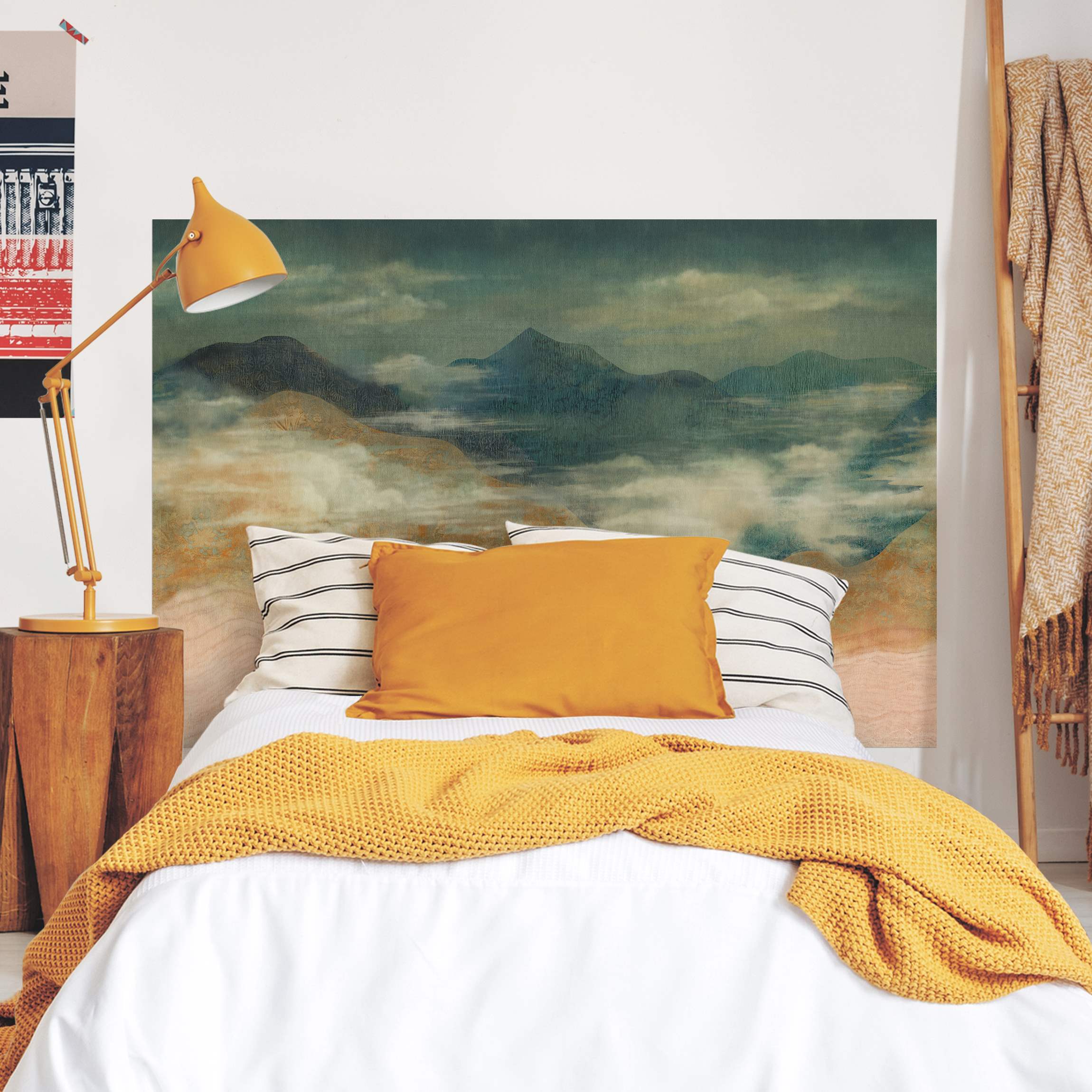 Kopfteil Bett Himmelhohe Berglandschaft