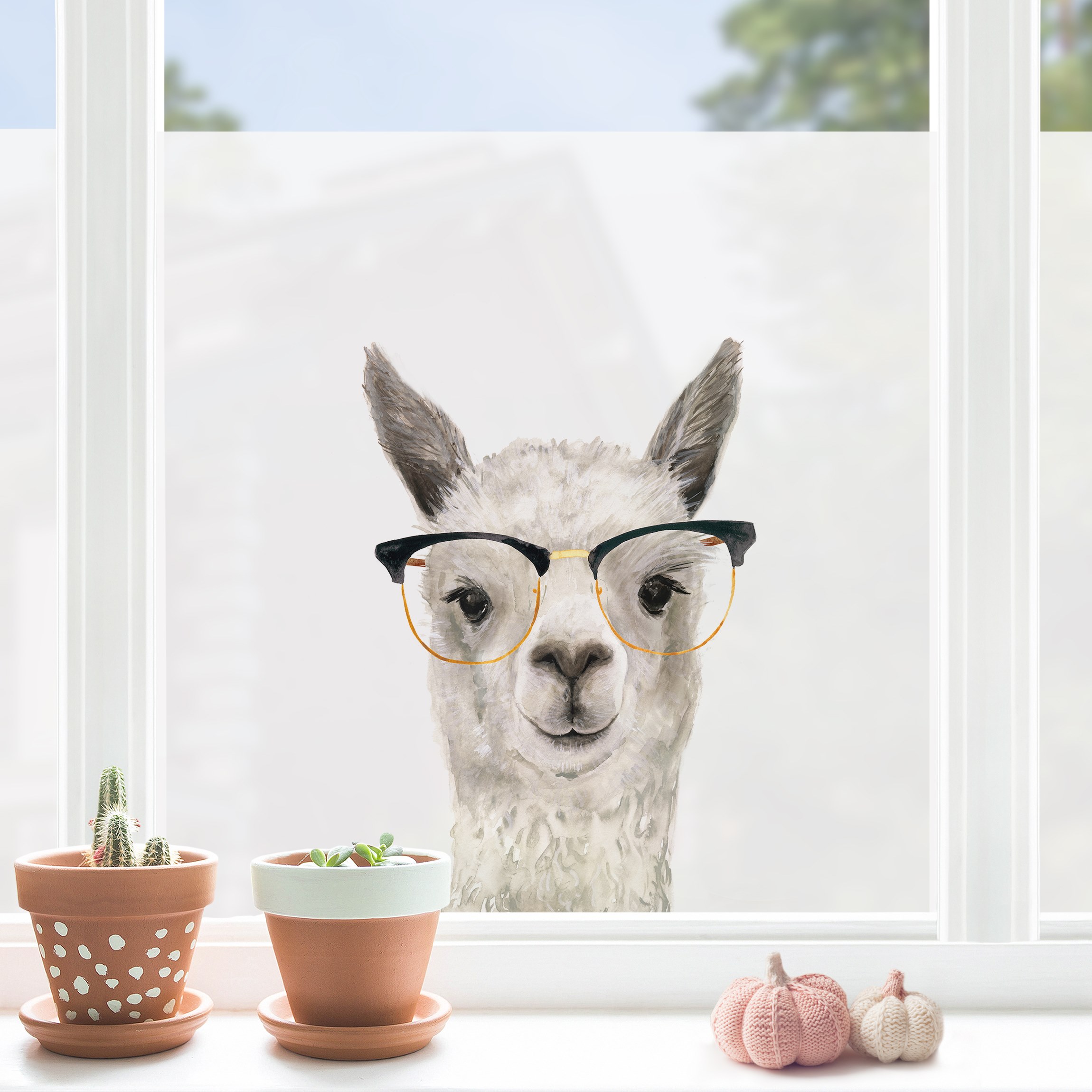 Fensterfolie Hippes Lama mit Brille I