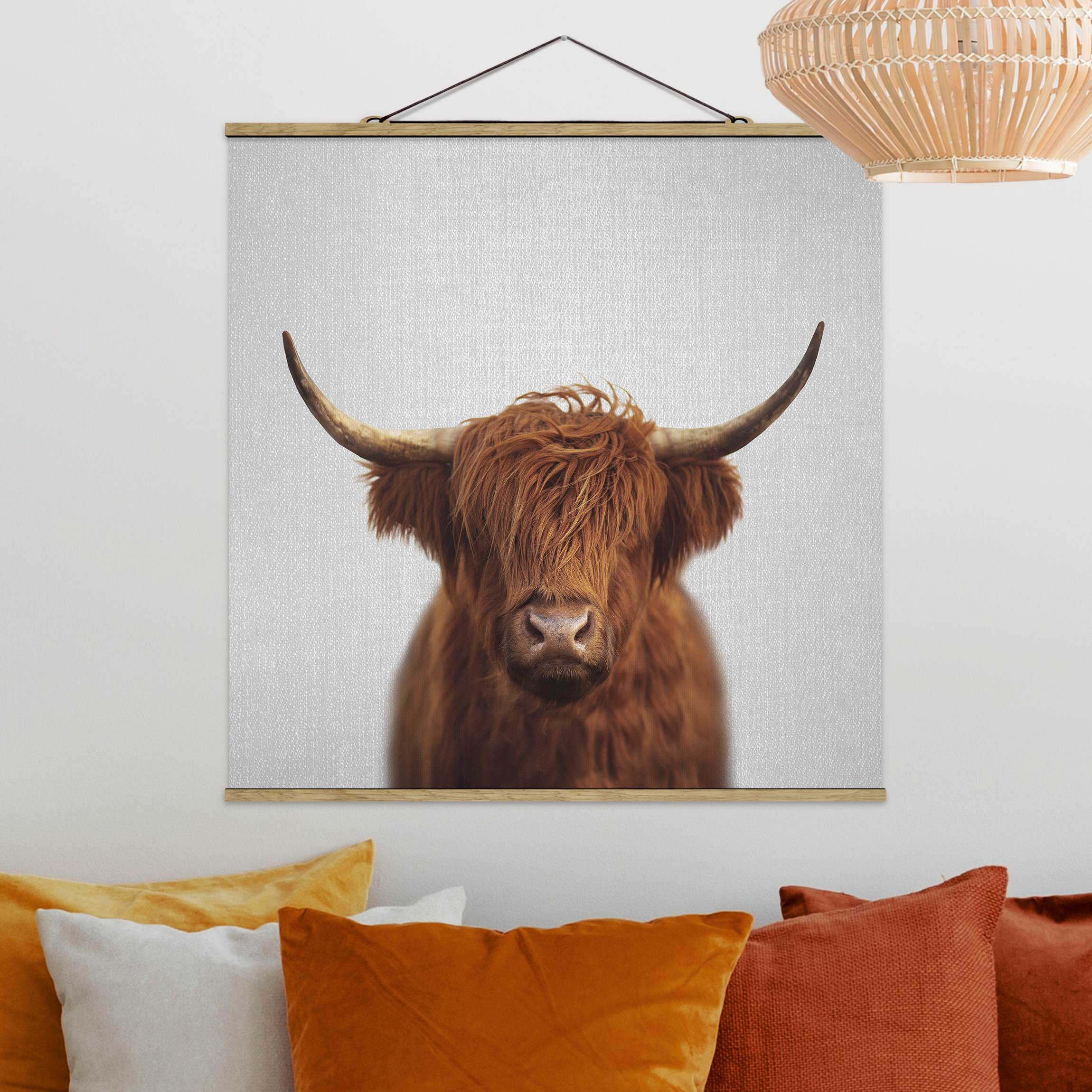 Stoffbild mit Posterleisten Hochlandrind Harry
