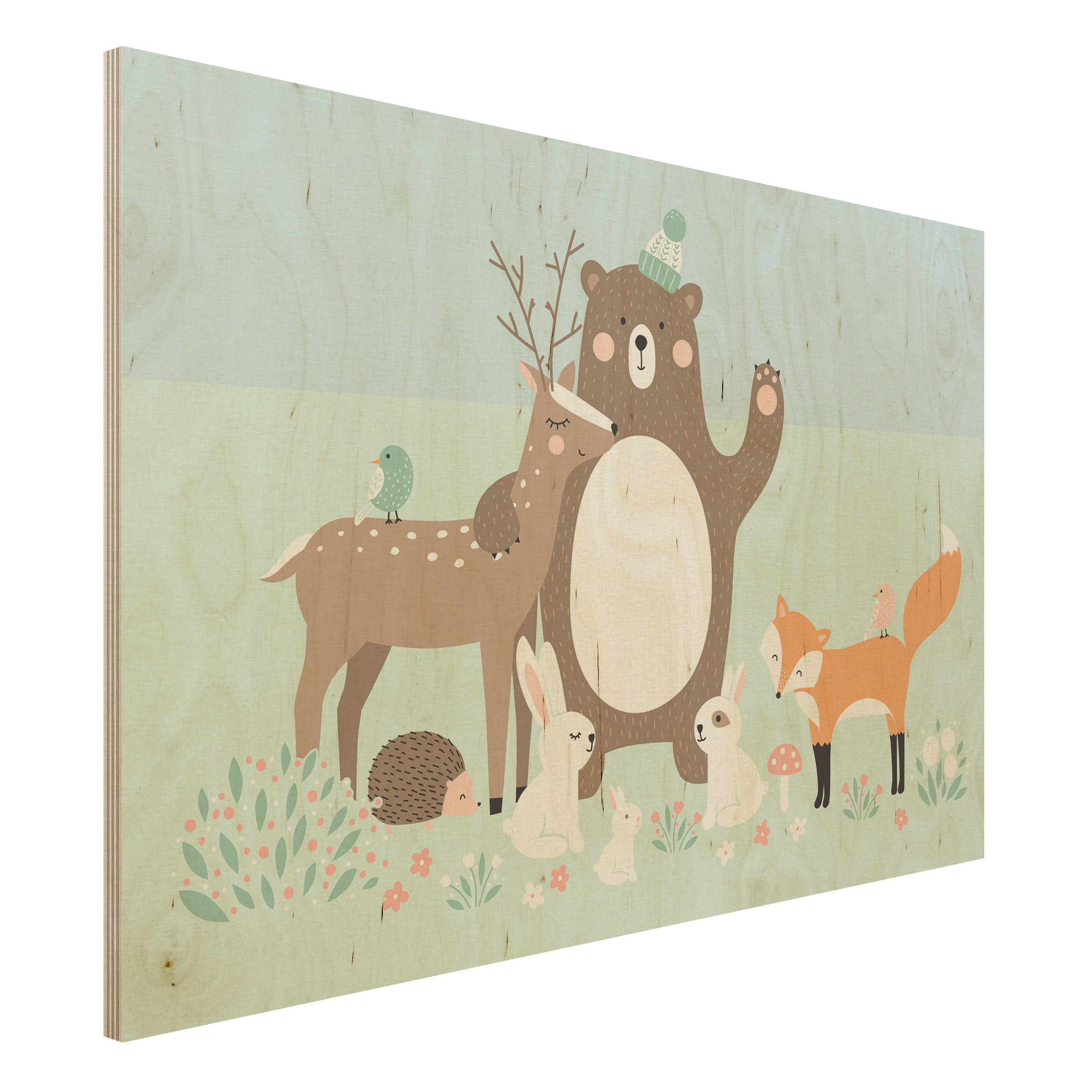 Holzbild Tiere Forest Friends mit Waldtieren