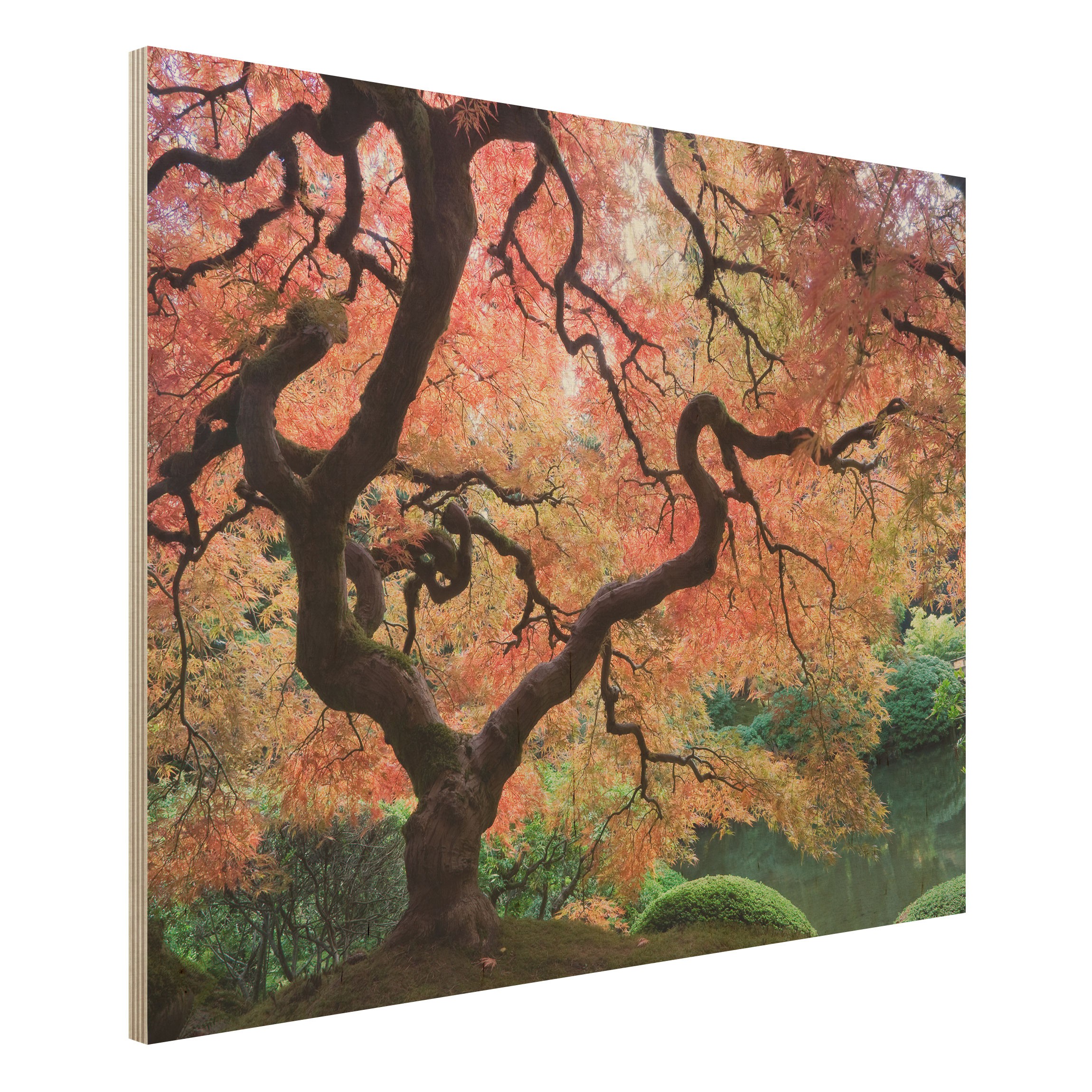Holzbild - Querformat 4:3 Japanischer Garten