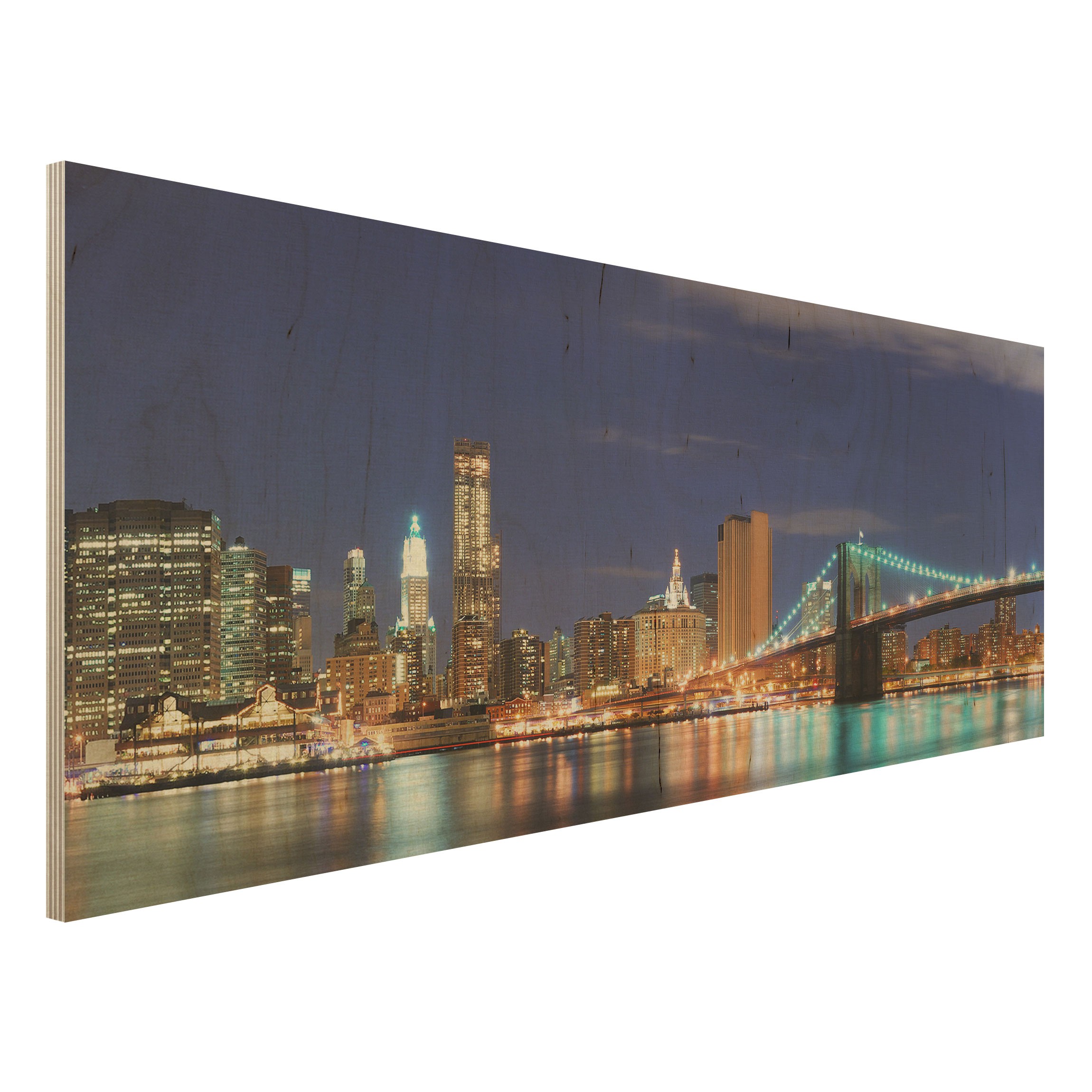 Holzbild - Panorama Manhattan in New York City