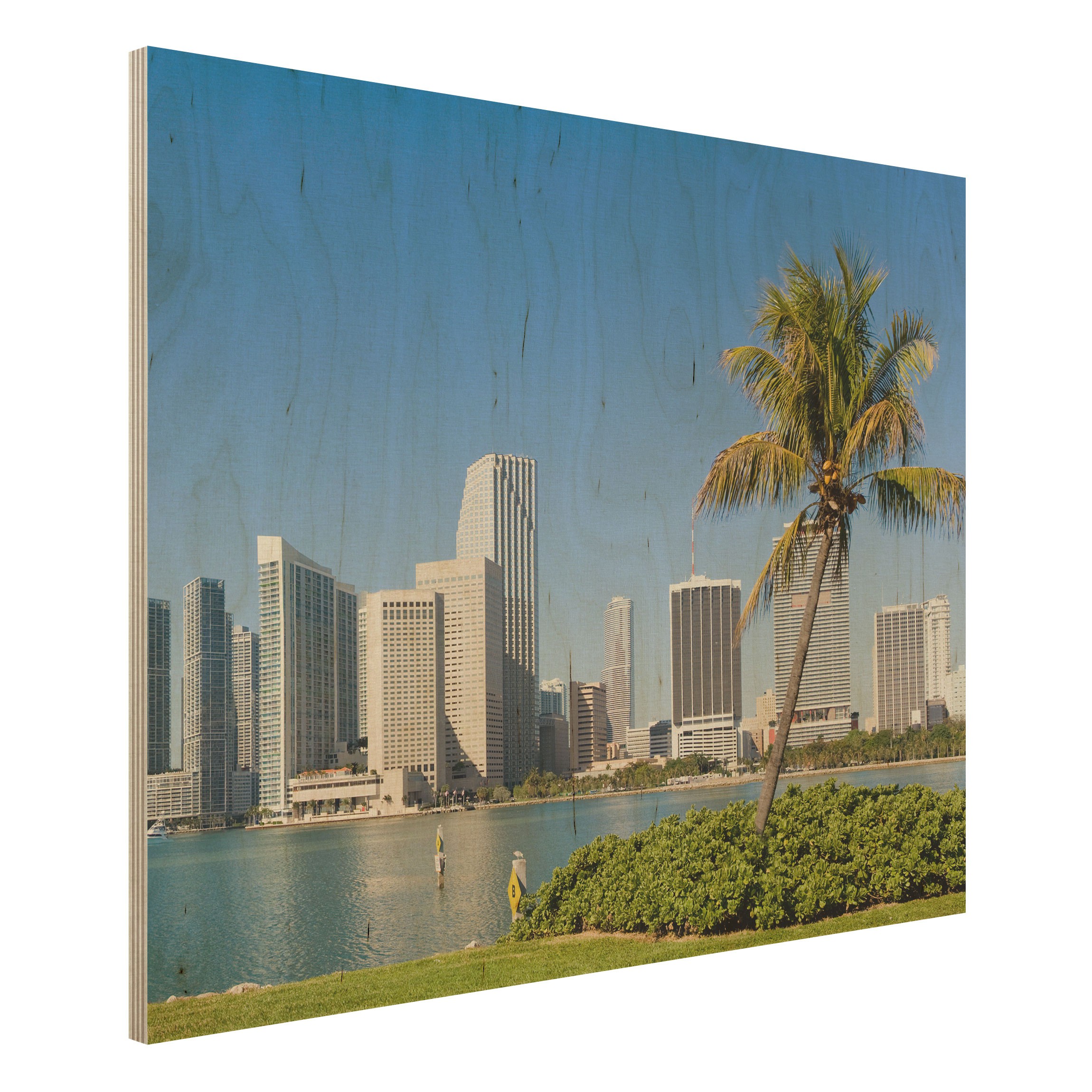 Holzbild - Querformat 4:3 Miami Beach Skyline
