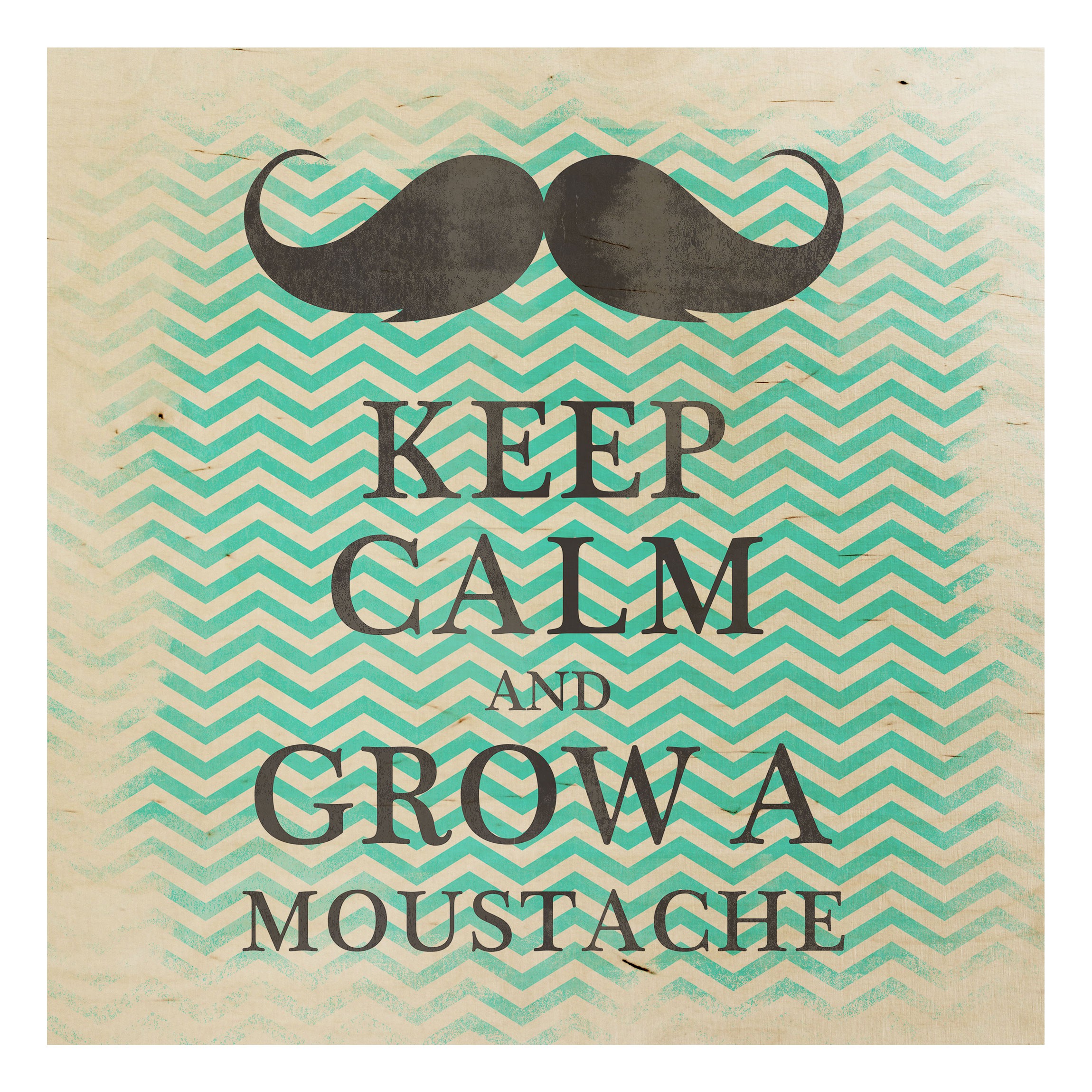 Holzbild Spruch No.YK26 Keep Calm and Grow a Moustache