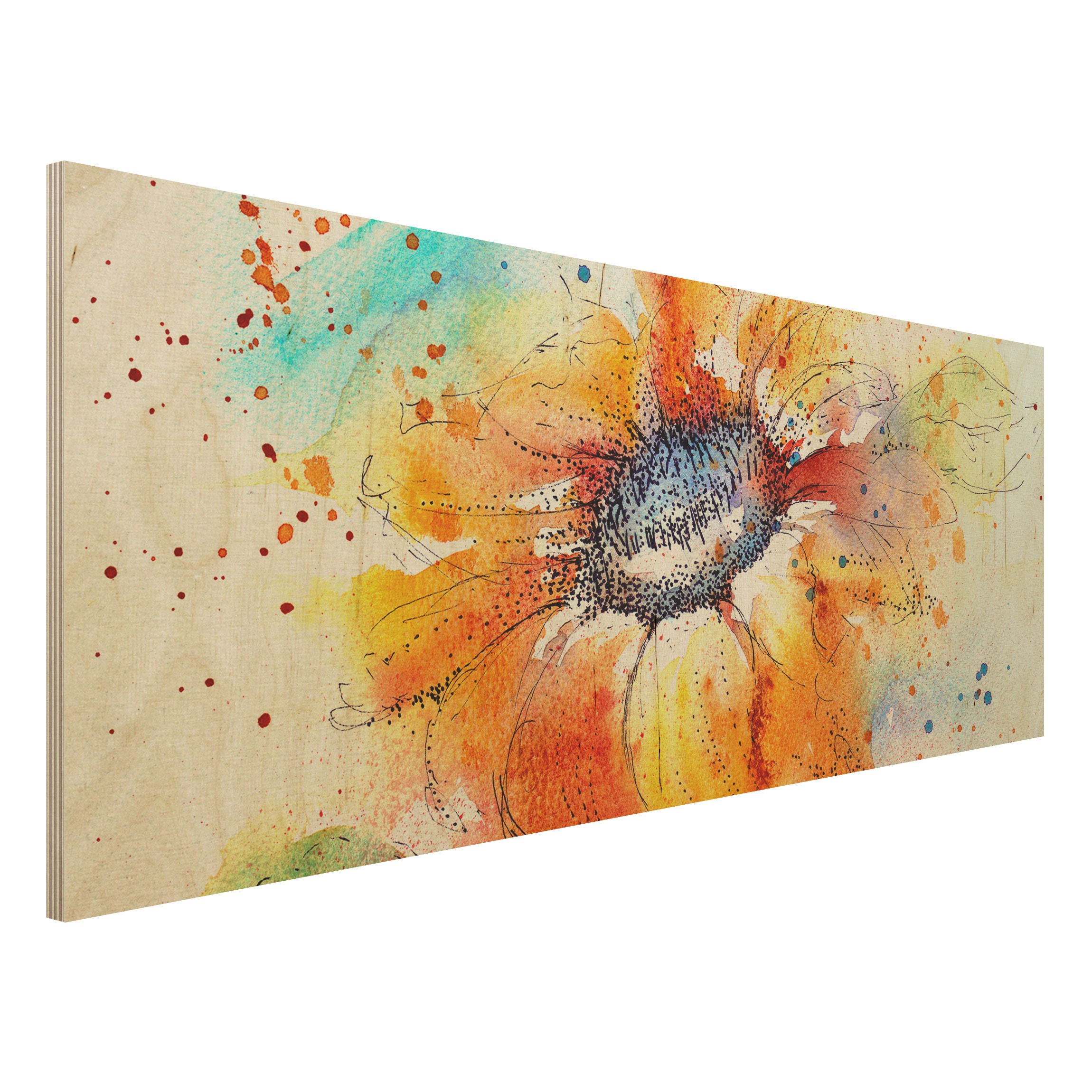 Holzbild Blumen Painted Sunflower