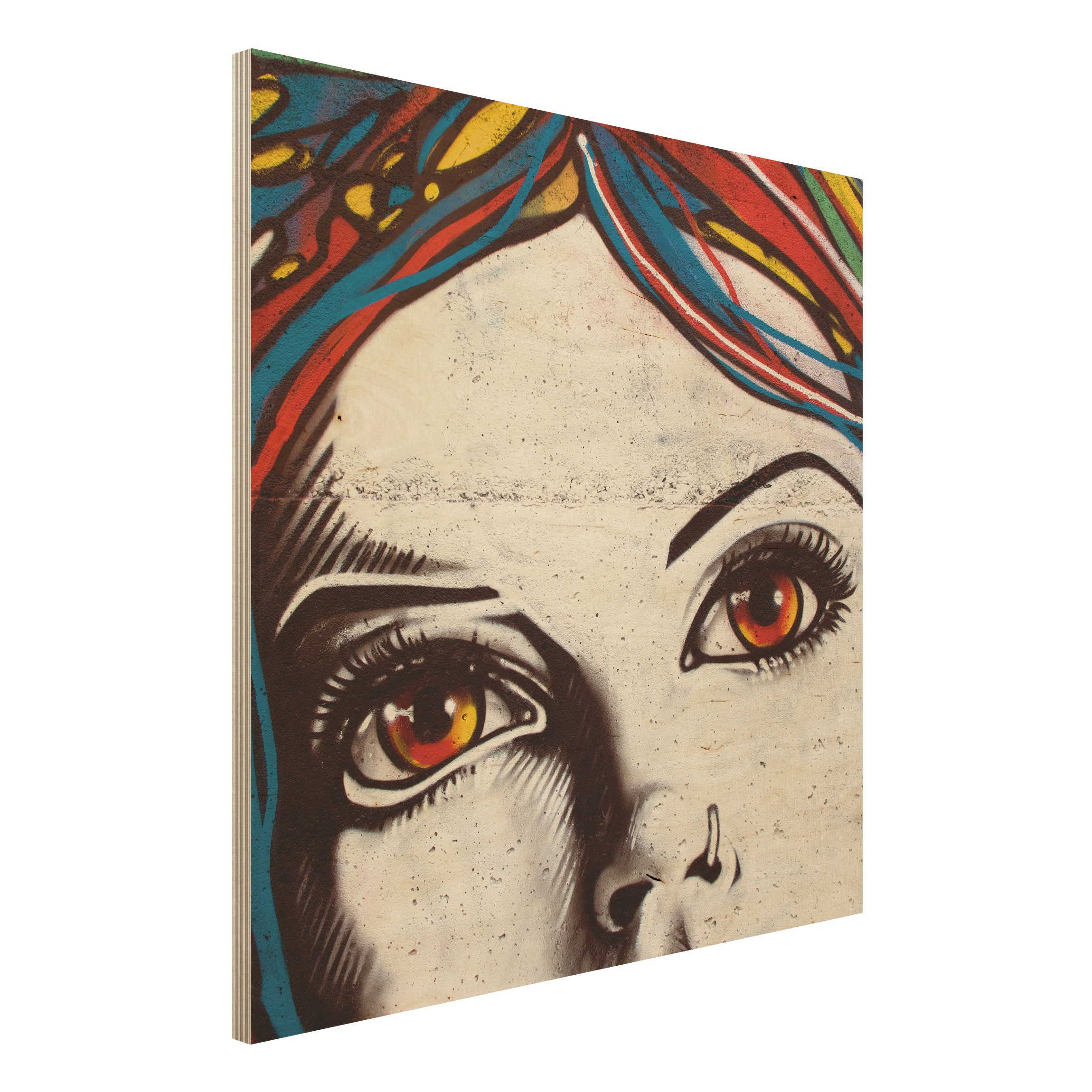 Holzbild - Quadrat Punk Graffiti