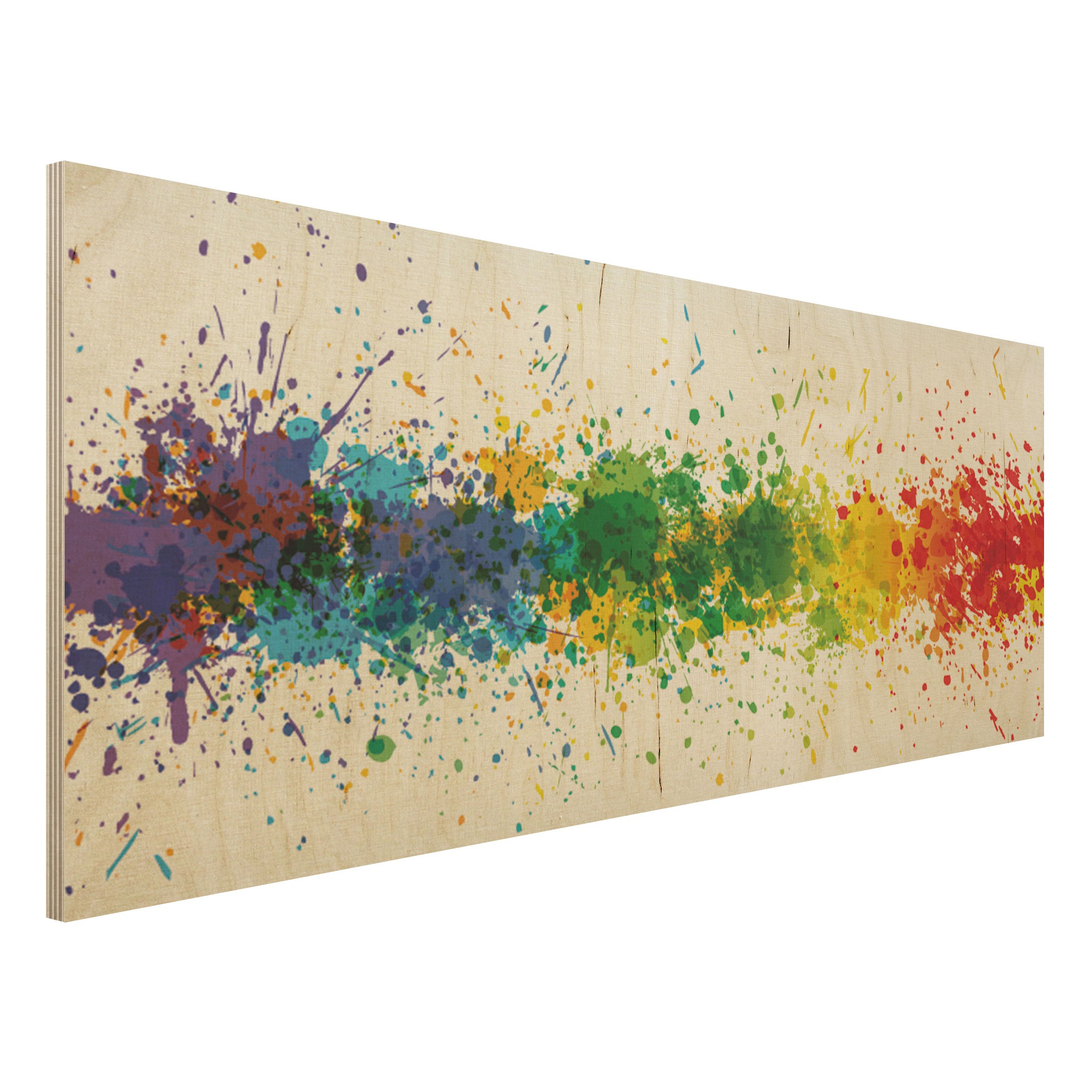 Holzbild - Panorama Rainbow Splatter