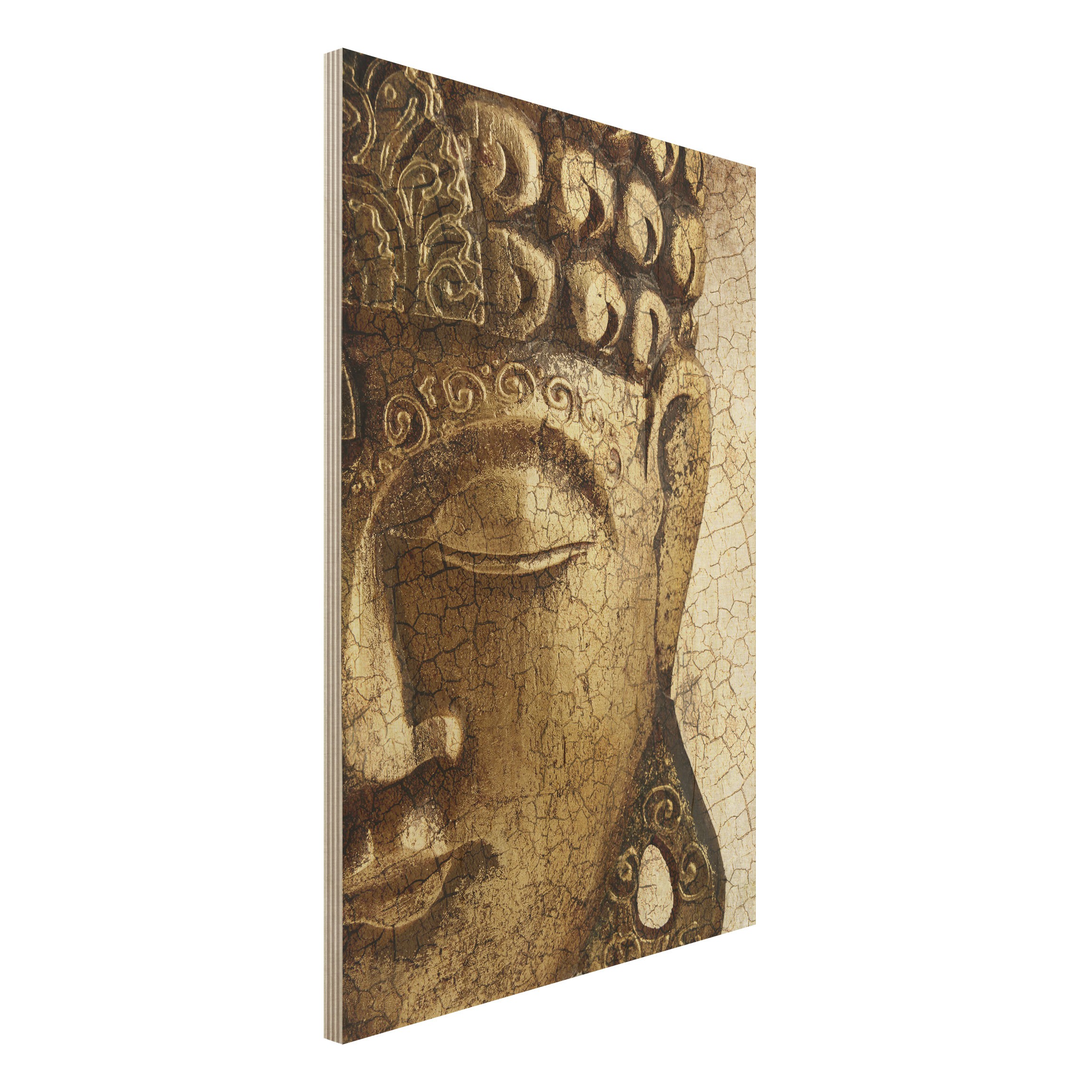 Holzbild - Hochformat 2:3 Vintage Buddha