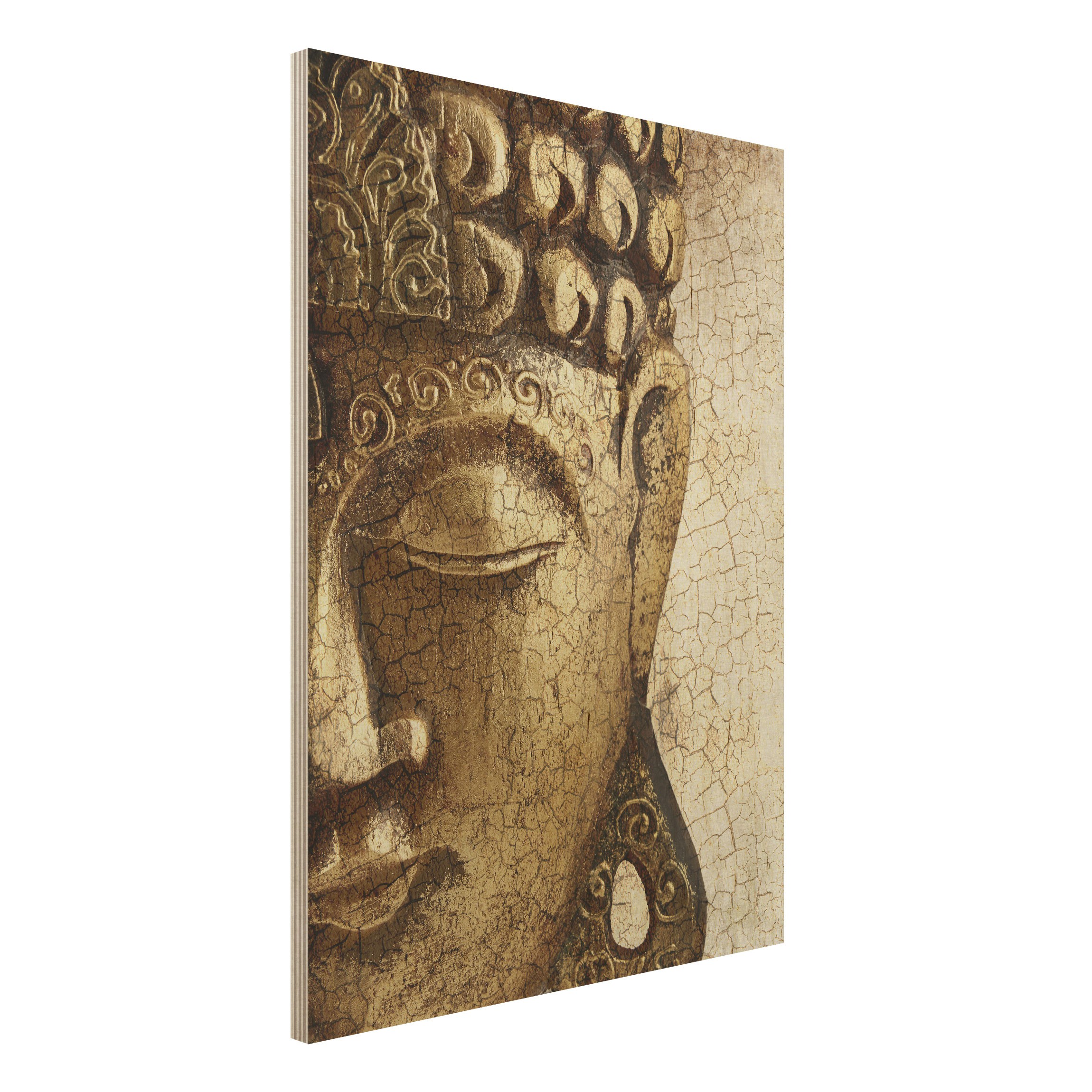 Holzbild - Hochformat 3:4 Vintage Buddha