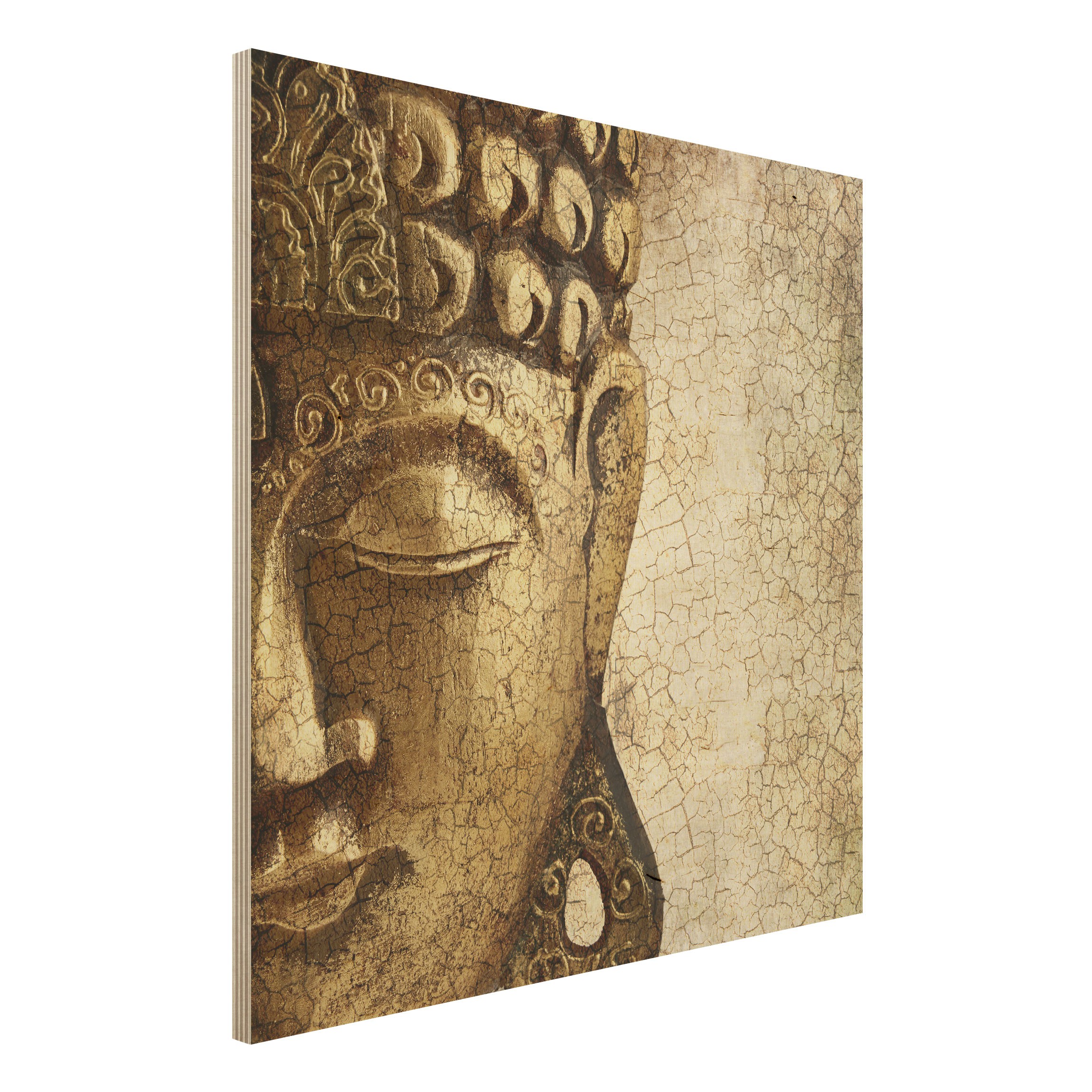 Holzbild - Quadrat Vintage Buddha