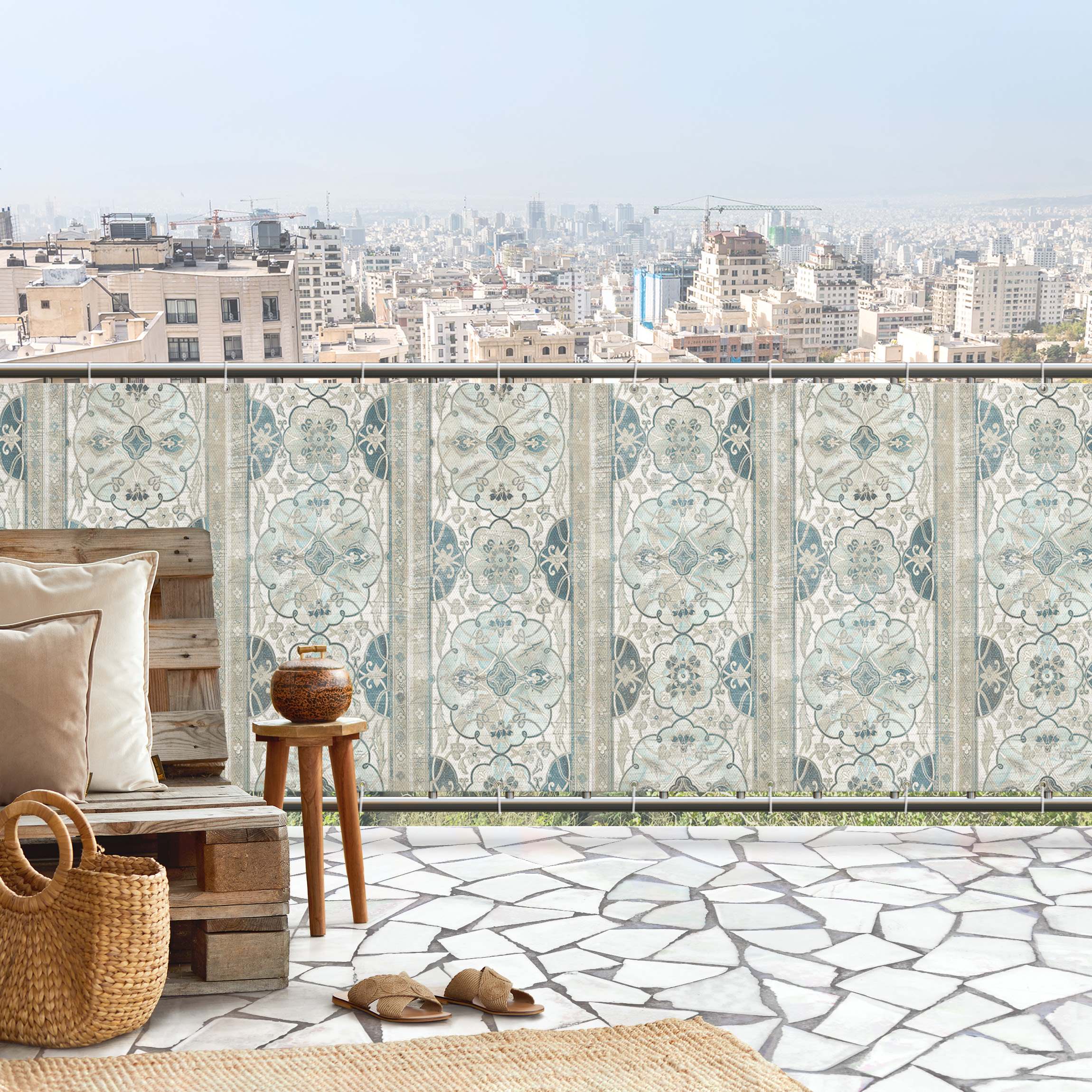 Balkon Sichtschutz Holzpaneel Persisch Vintage II