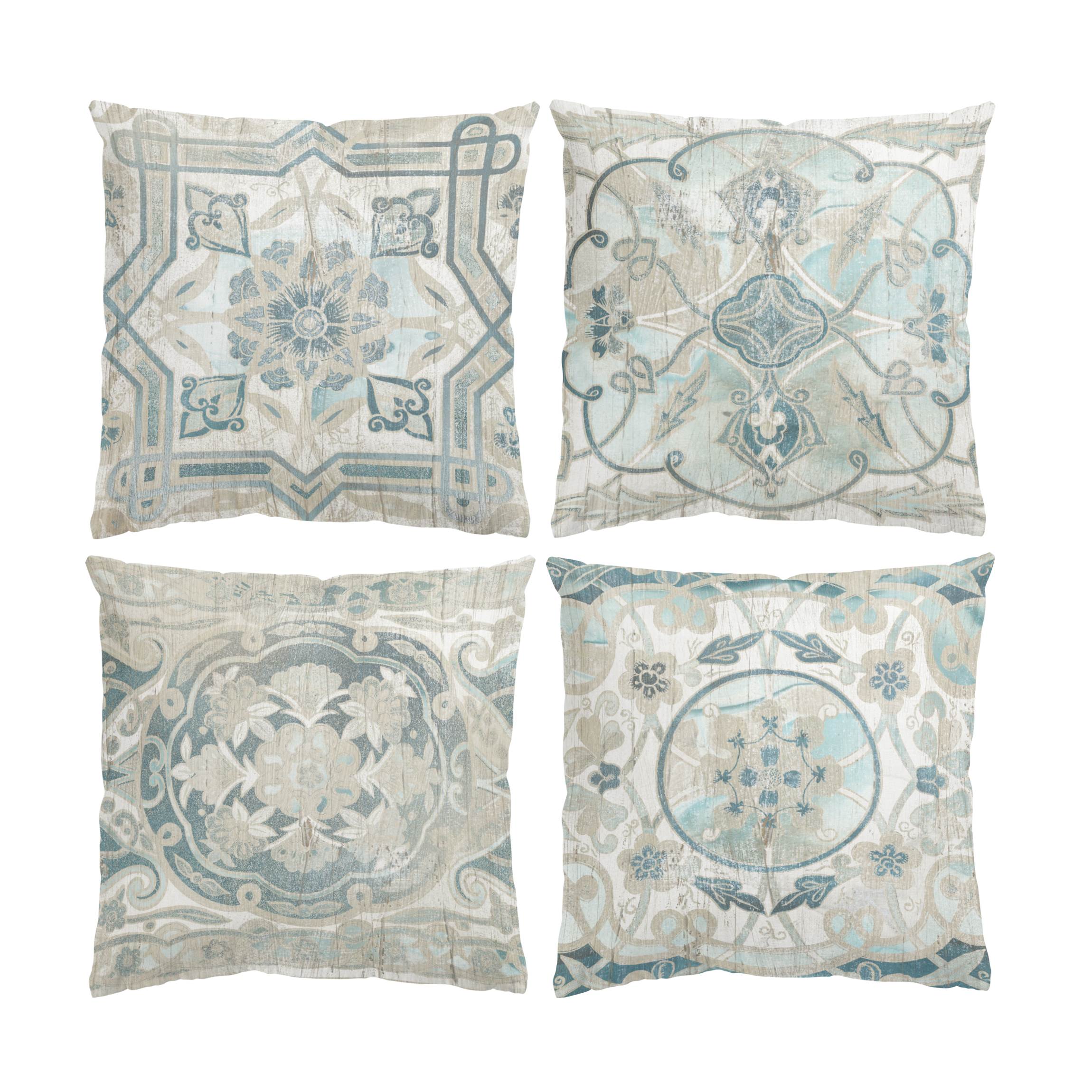 Dekokissen 4er Set Holzpaneel Persisch Vintage Set