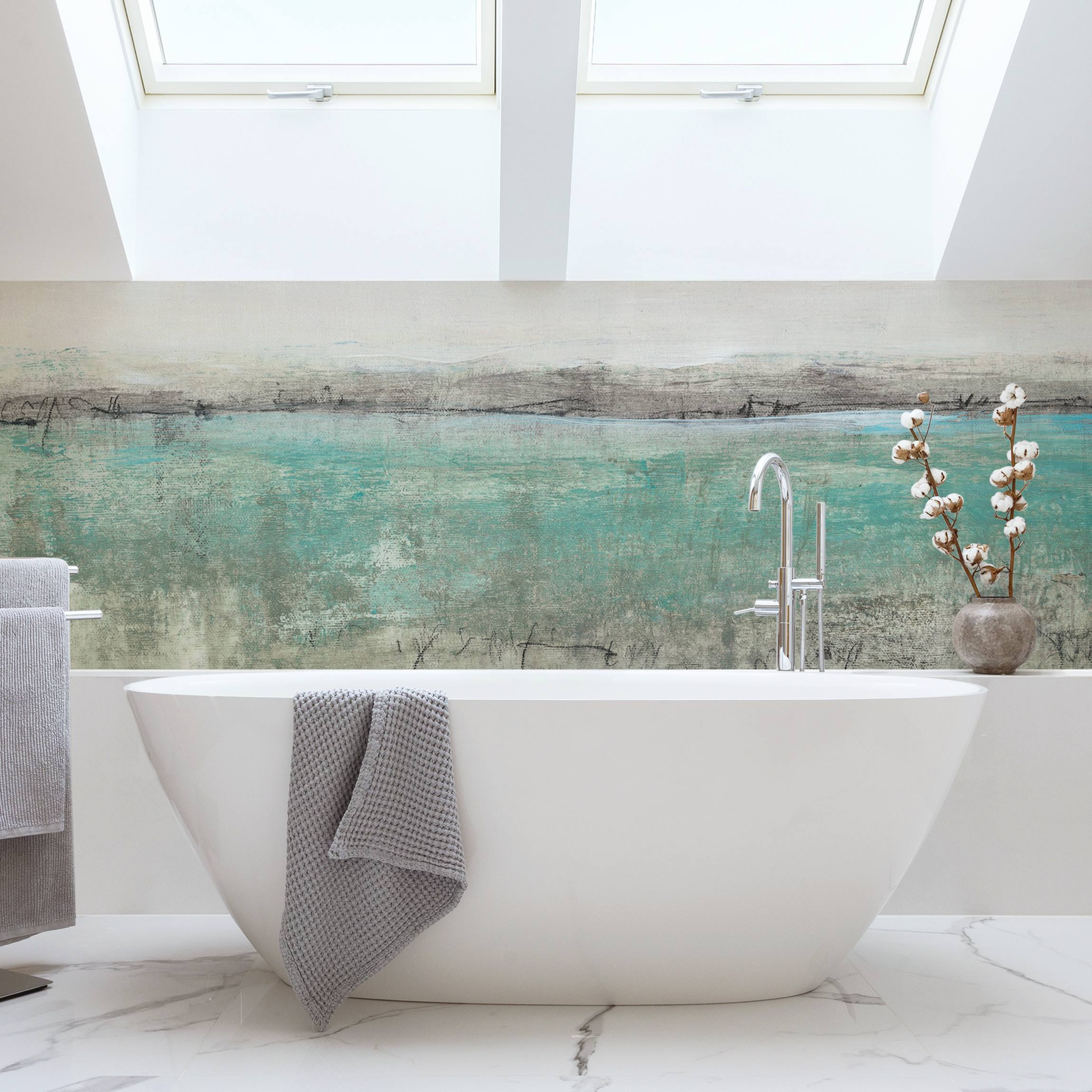 Wandverkleidung Bad Horizont über Türkis I