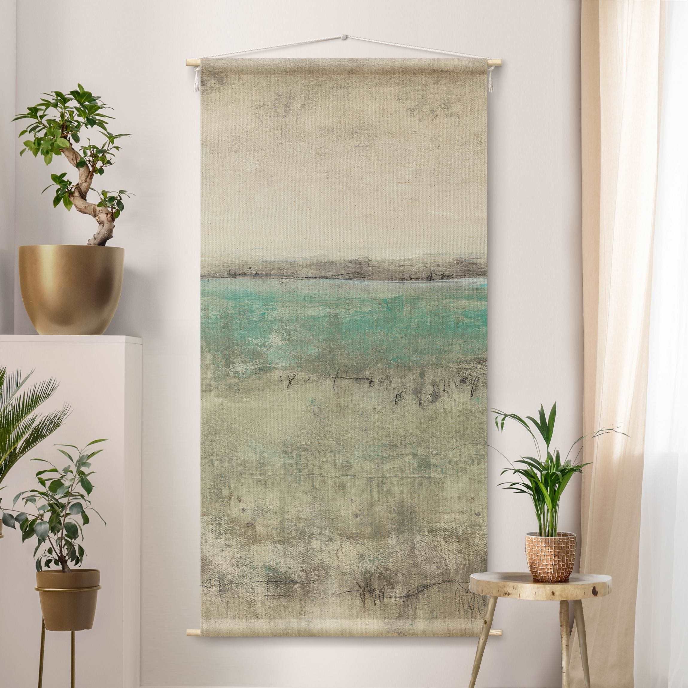 Wandteppich Horizont über Türkis I