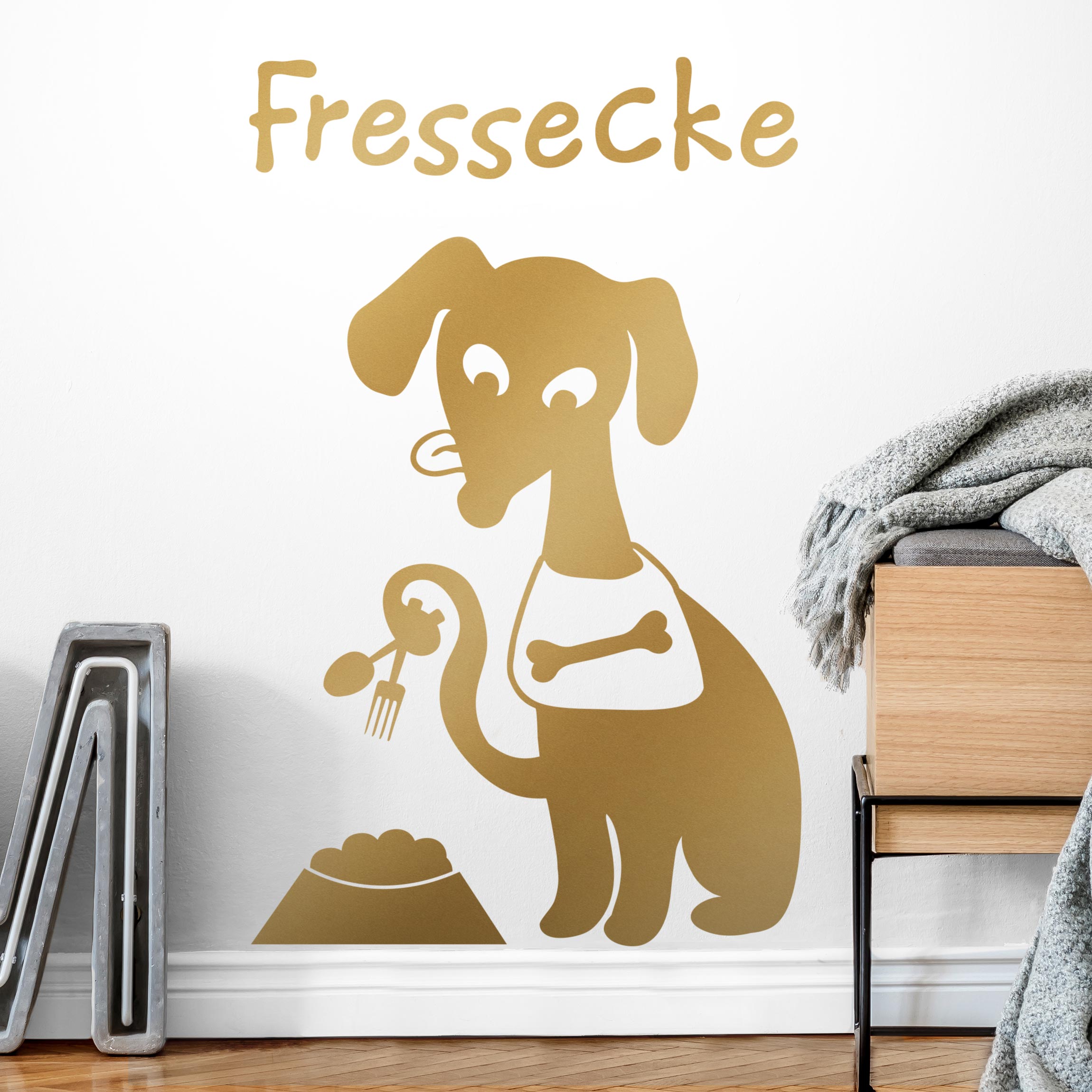 Wandtattoo 3-teilig Hunde-Fressecke