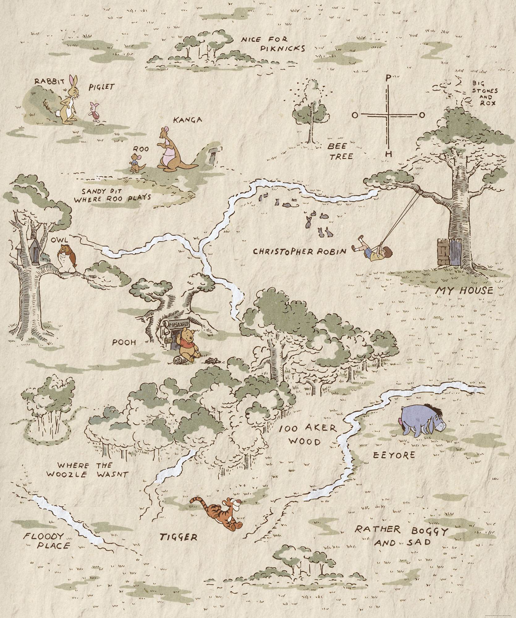 Fototapete Winnie the Pooh Map