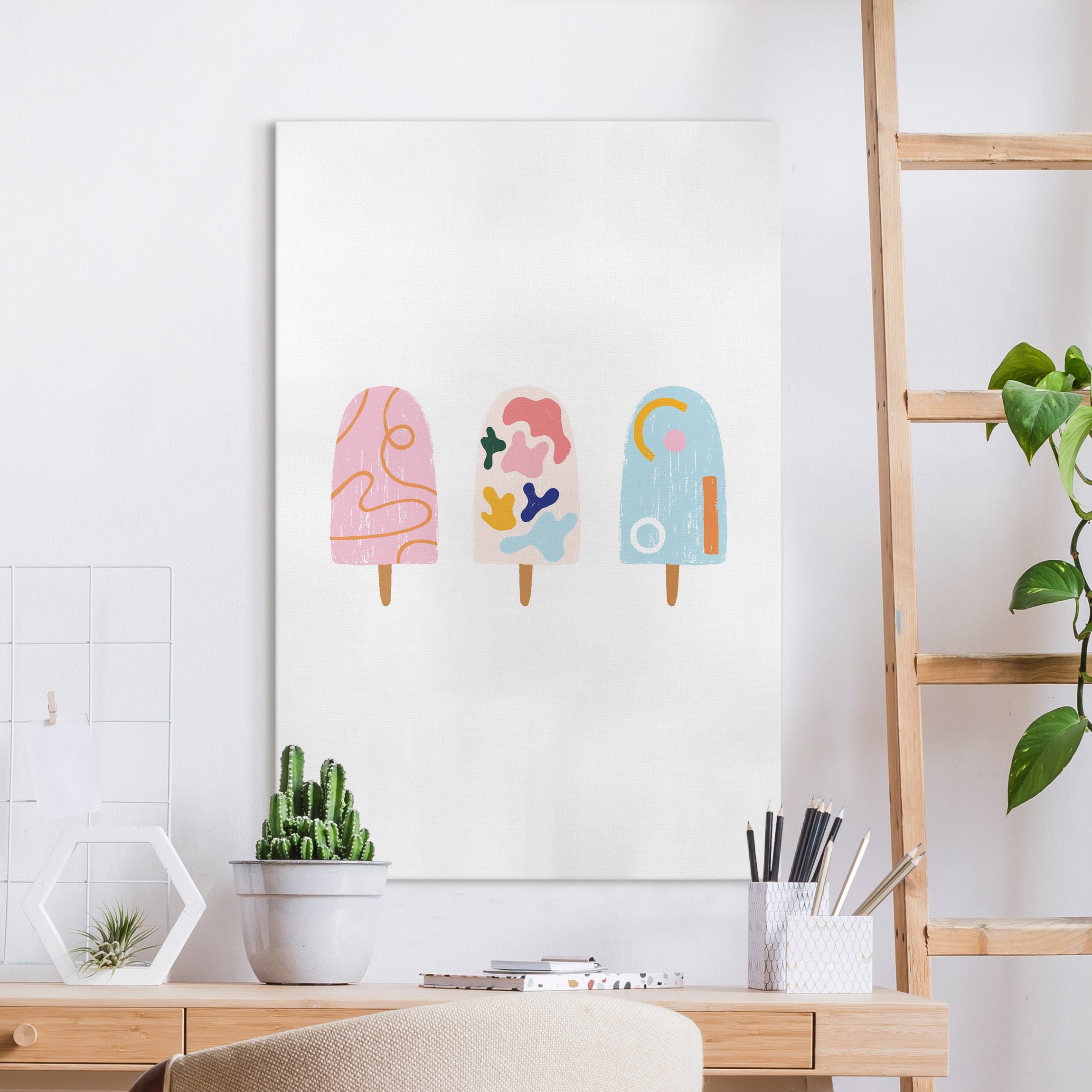 Leinwandbild Illustration Eis am Stiel