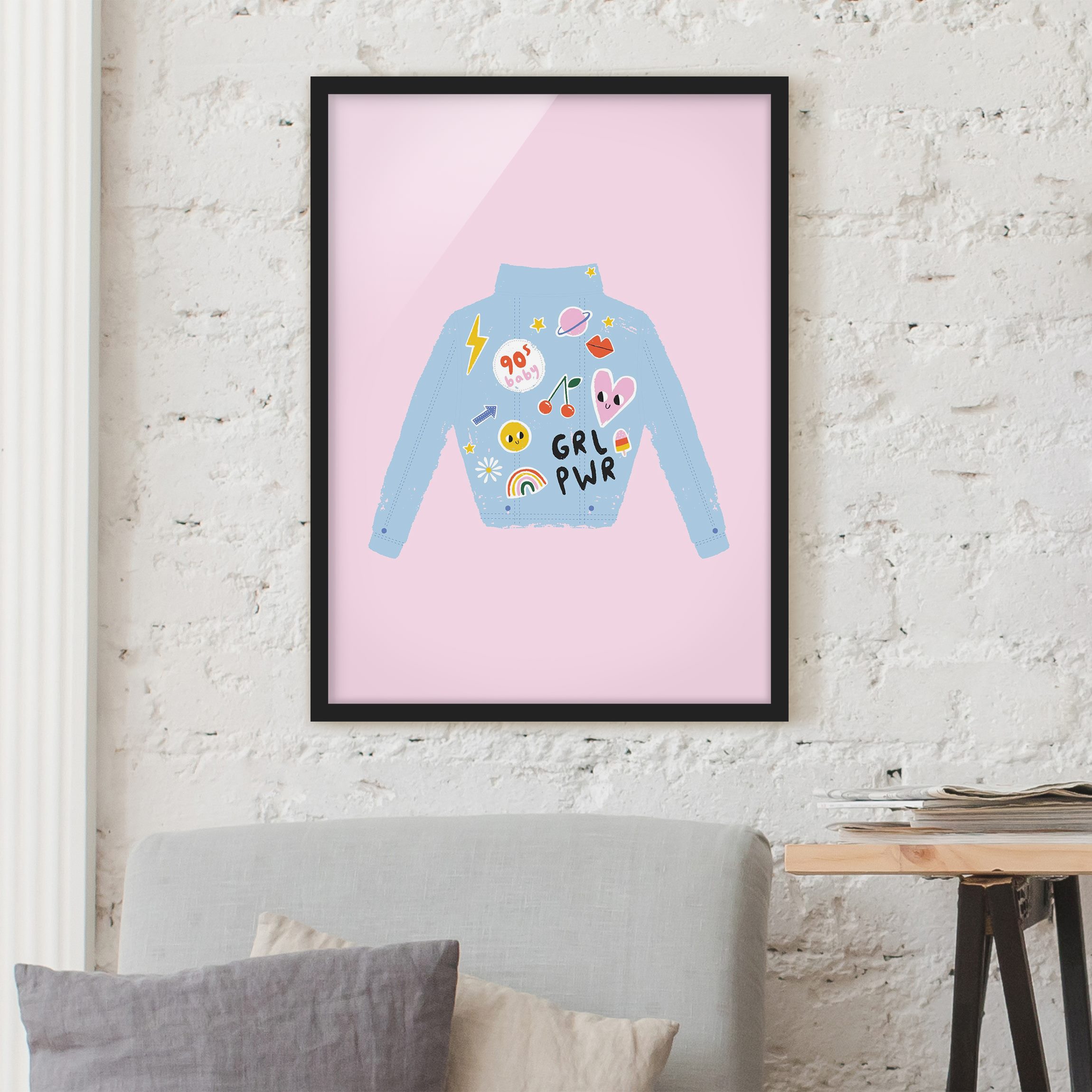 Bild mit Rahmen Illustration Jeansjacke