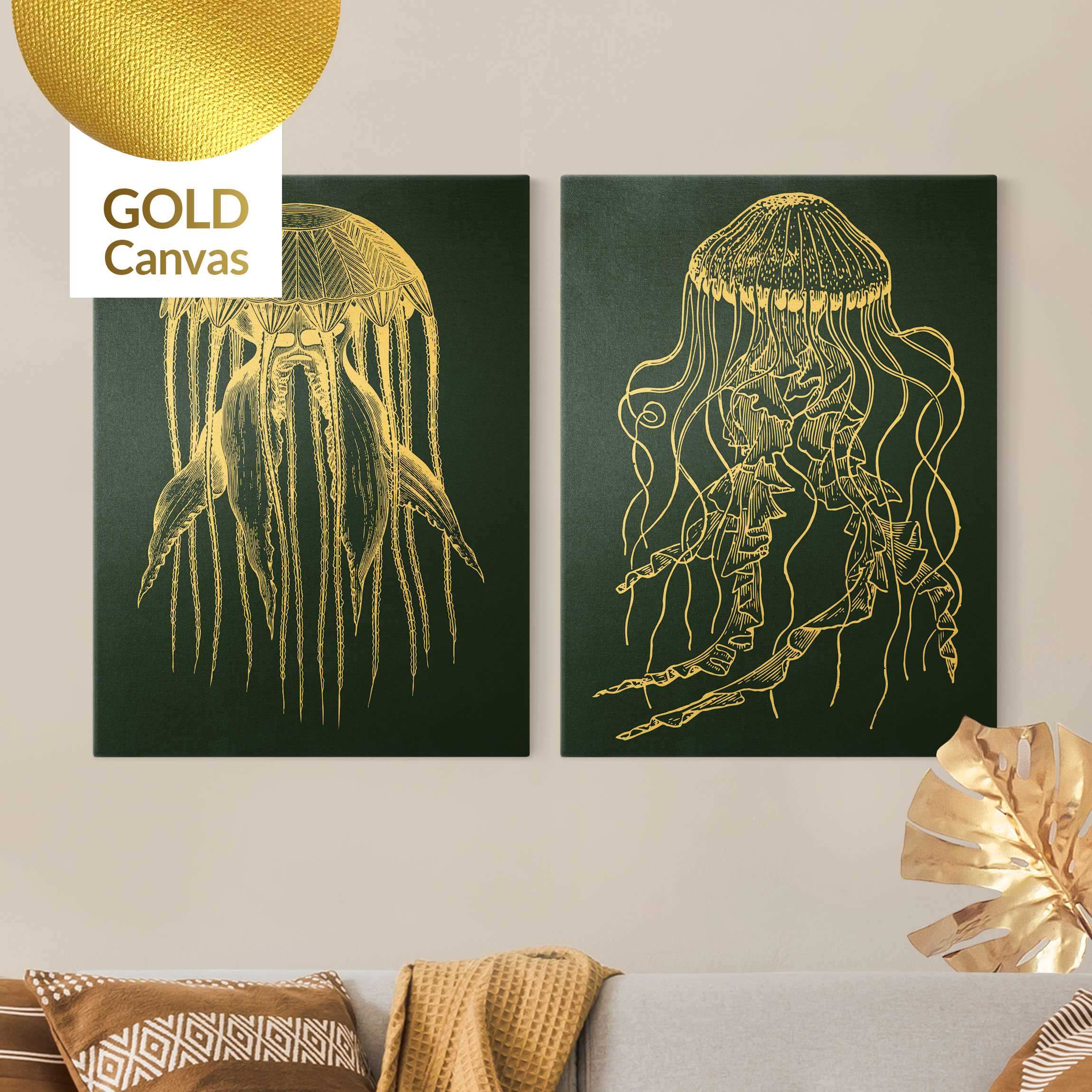 Leinwandbild 2-teilig Illustration Quallen Duo