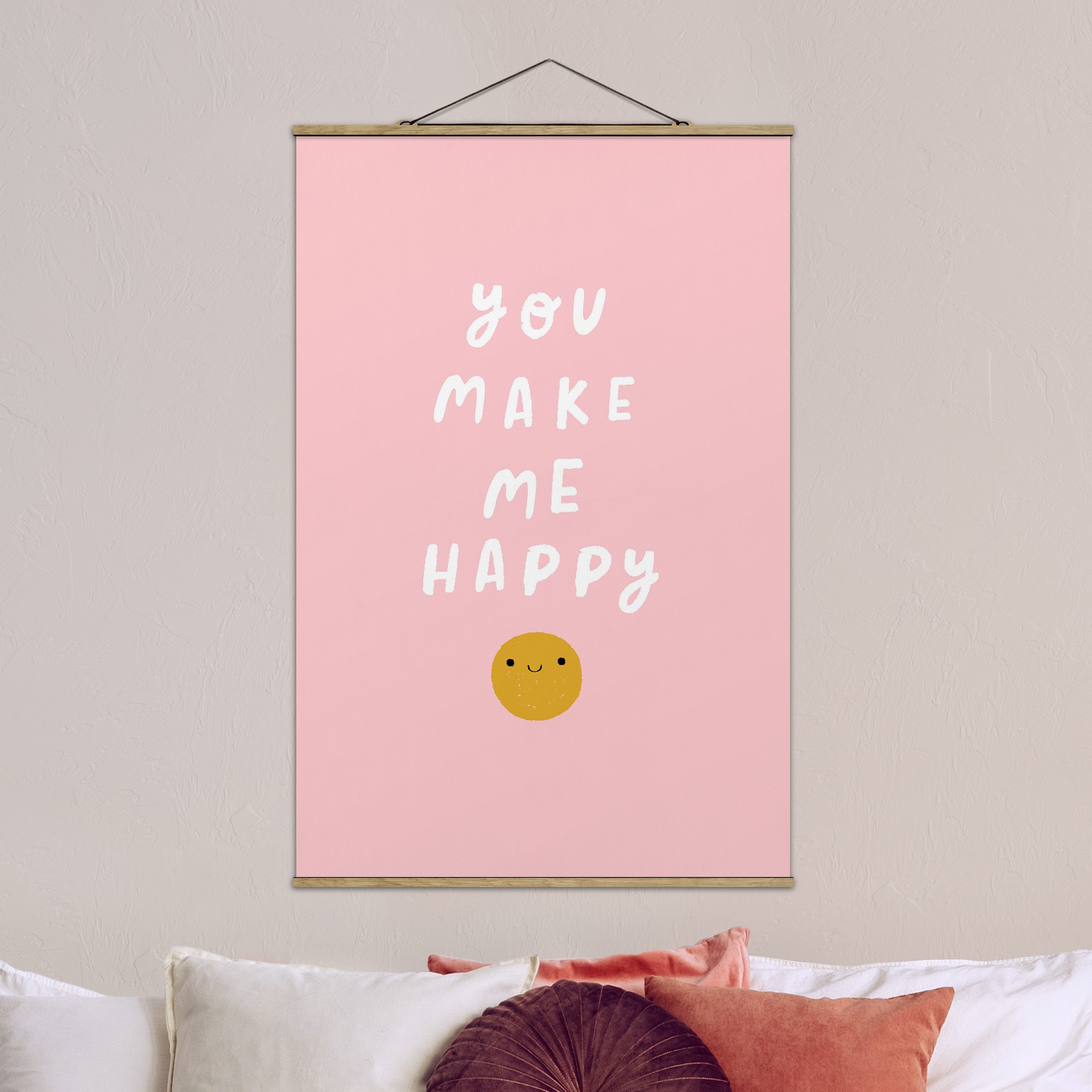 Stoffbild mit Posterleisten Illustration You make me happy