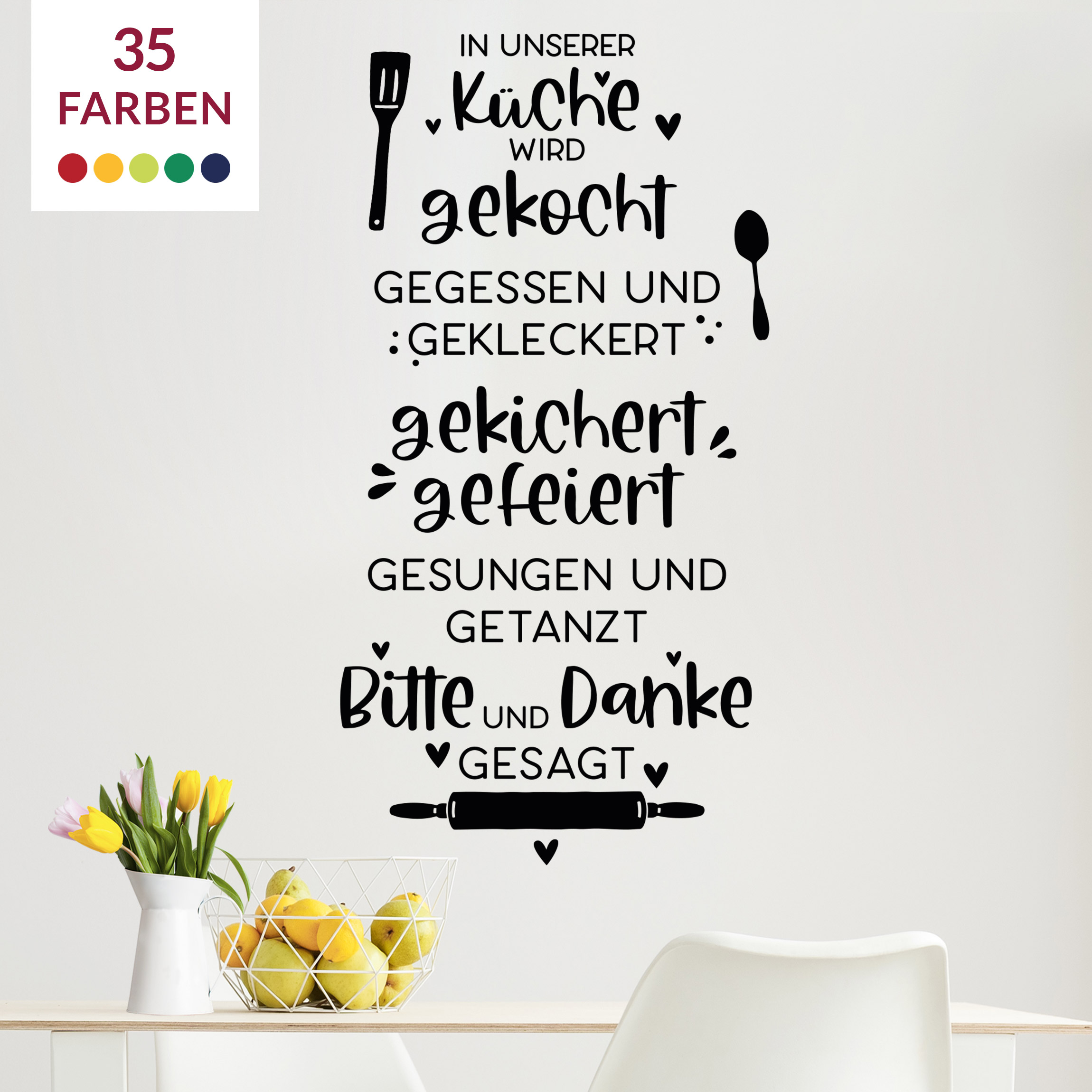 Wandtattoo In unserer Küche wird gekocht