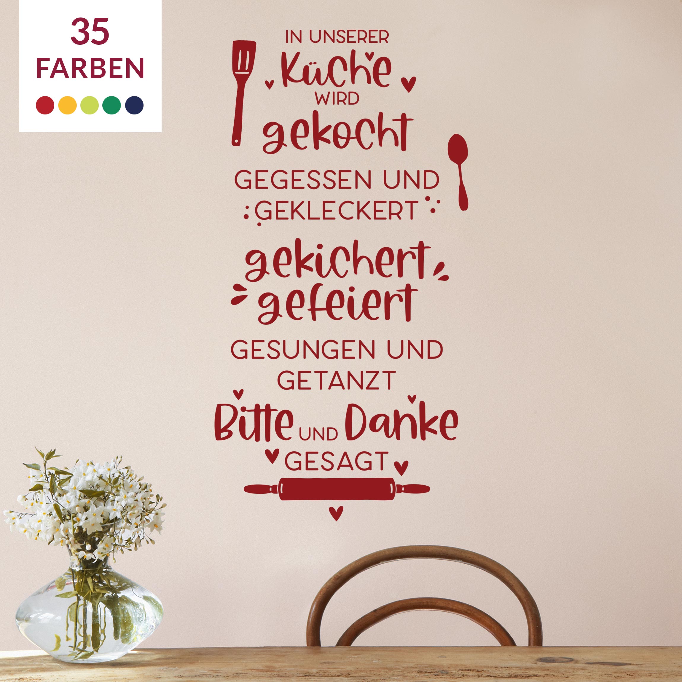 Wandtattoo In unserer Küche wird gekocht