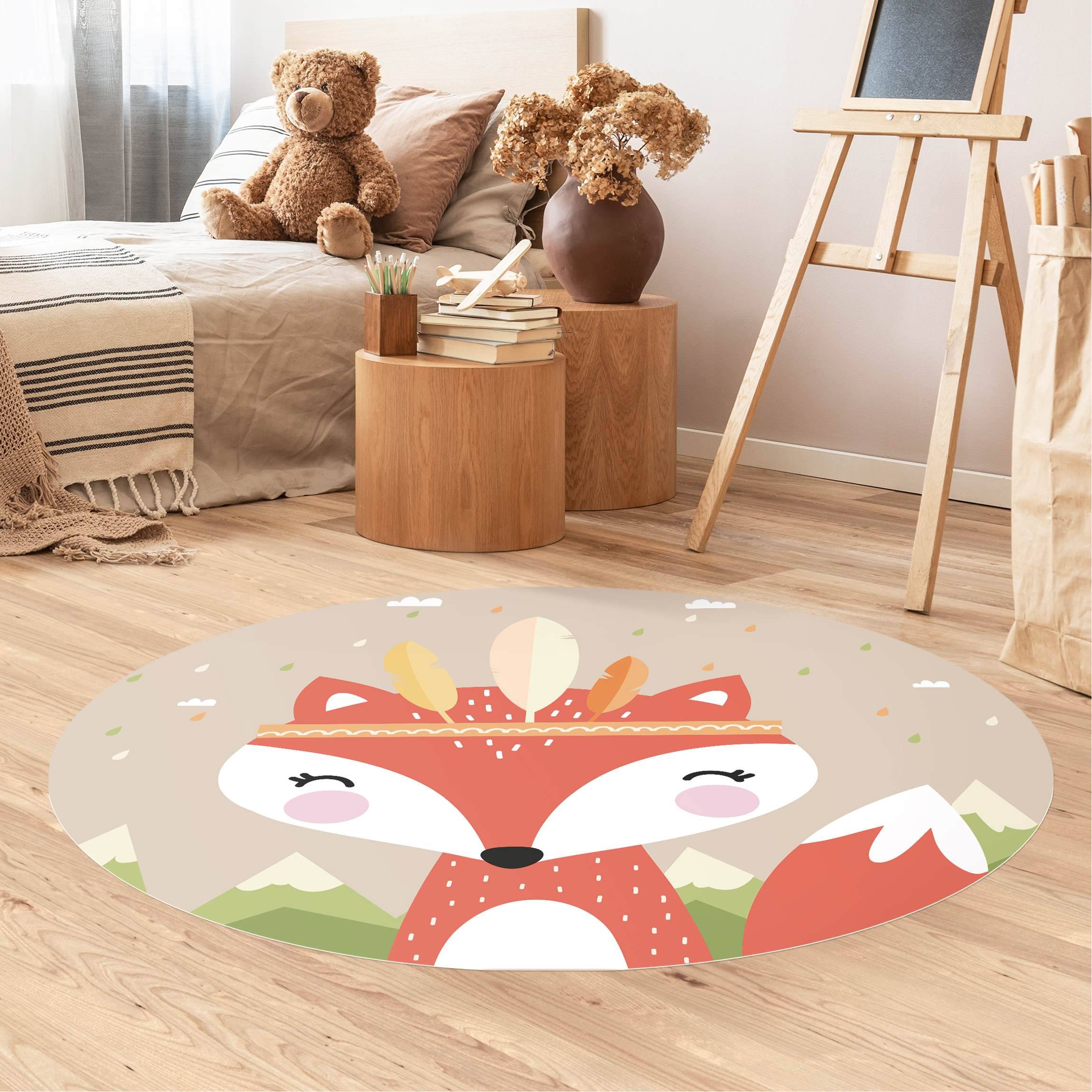 Runder Vinyl-Teppich Indianerfuchs