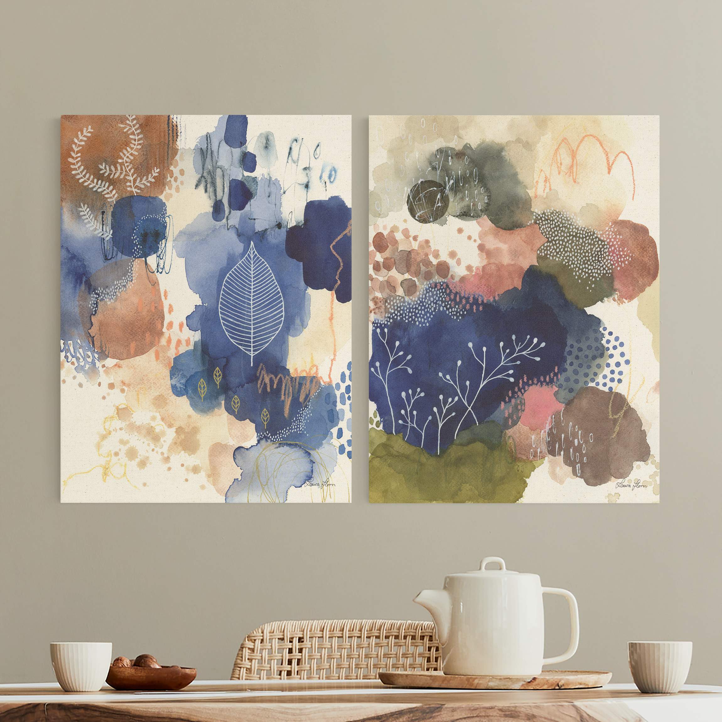 Leinwandbild 2-teilig Indigo in Harmonie Duo