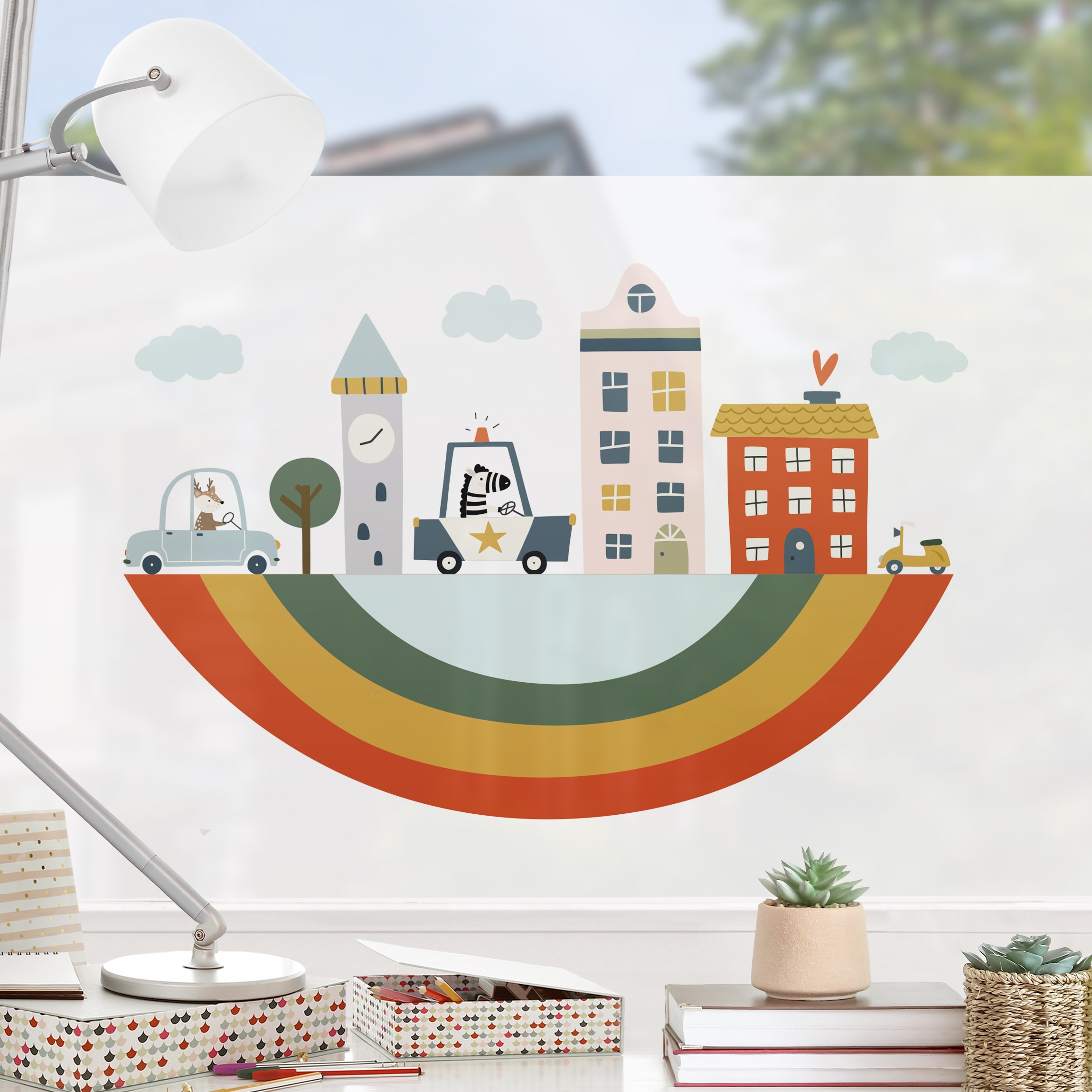 Fensterfolie Inselstadt im Himmel