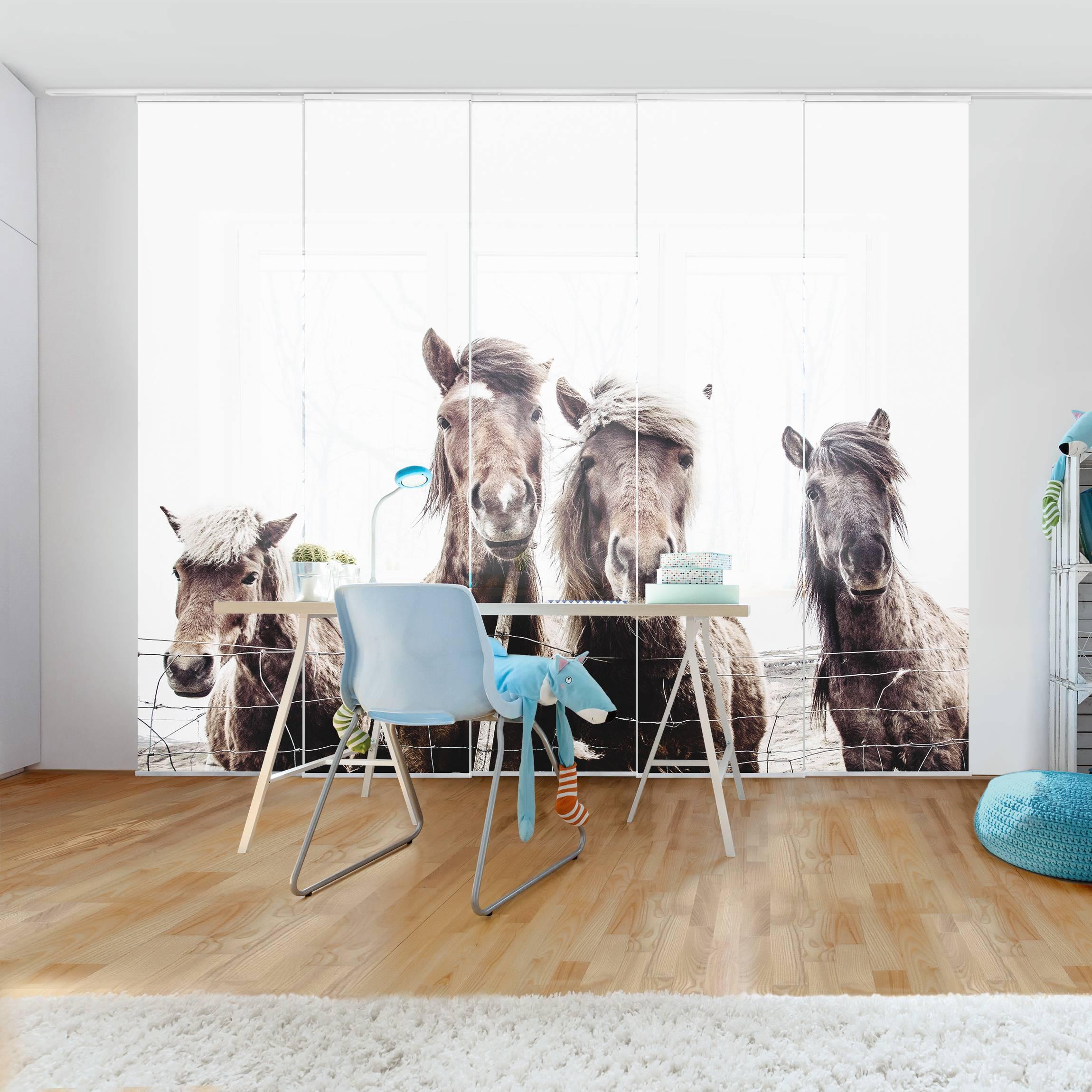 Schiebegardine Island Pferde