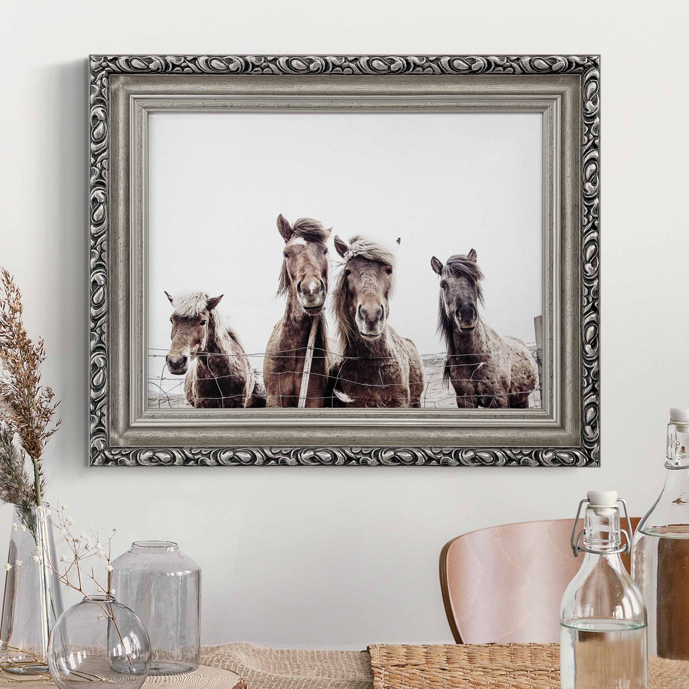 Leinwandbild mit Barockrahmen Island Pferde