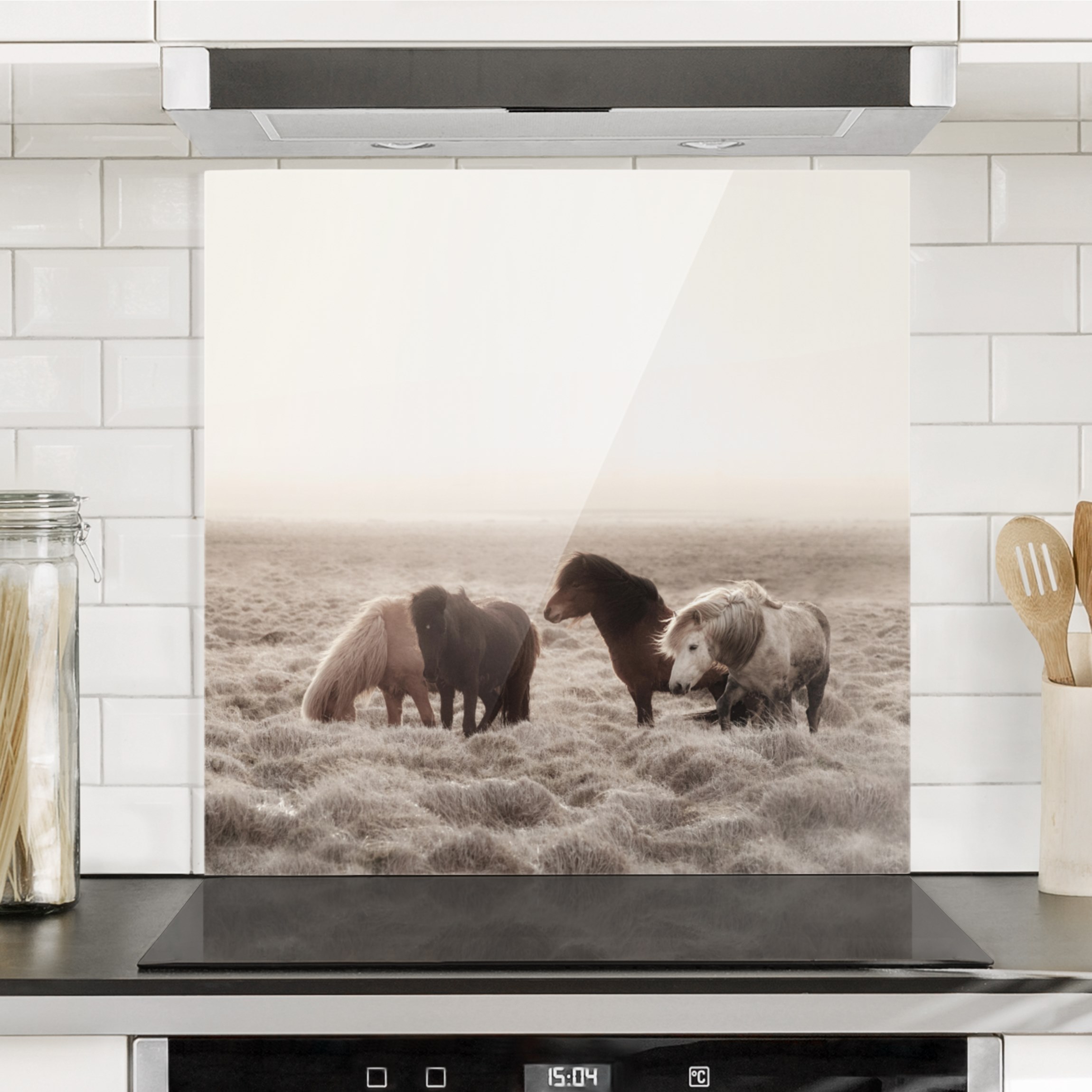 Glas Spritzschutz Island Wildpferde