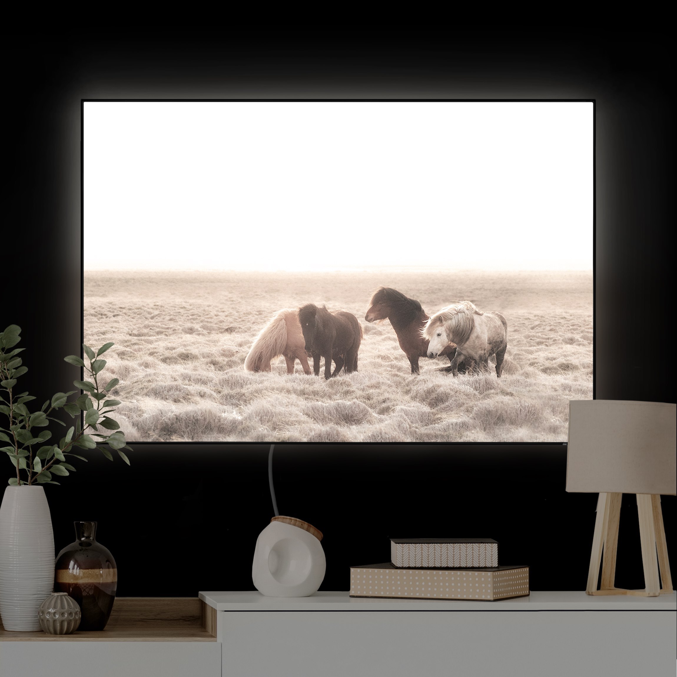 LED-Wechselbild Island Wildpferde