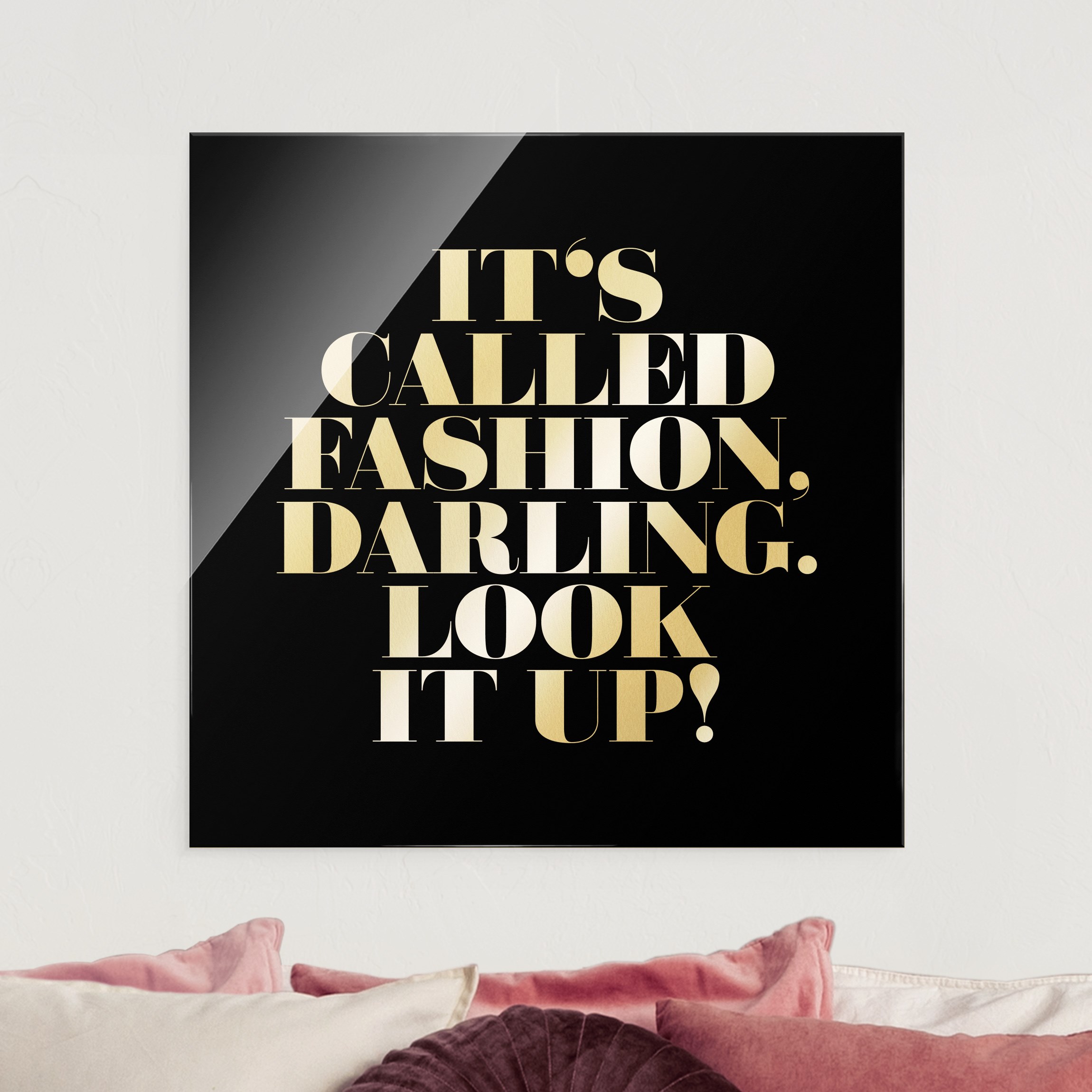 Glasbild It's called fashion, Darling Schwarz