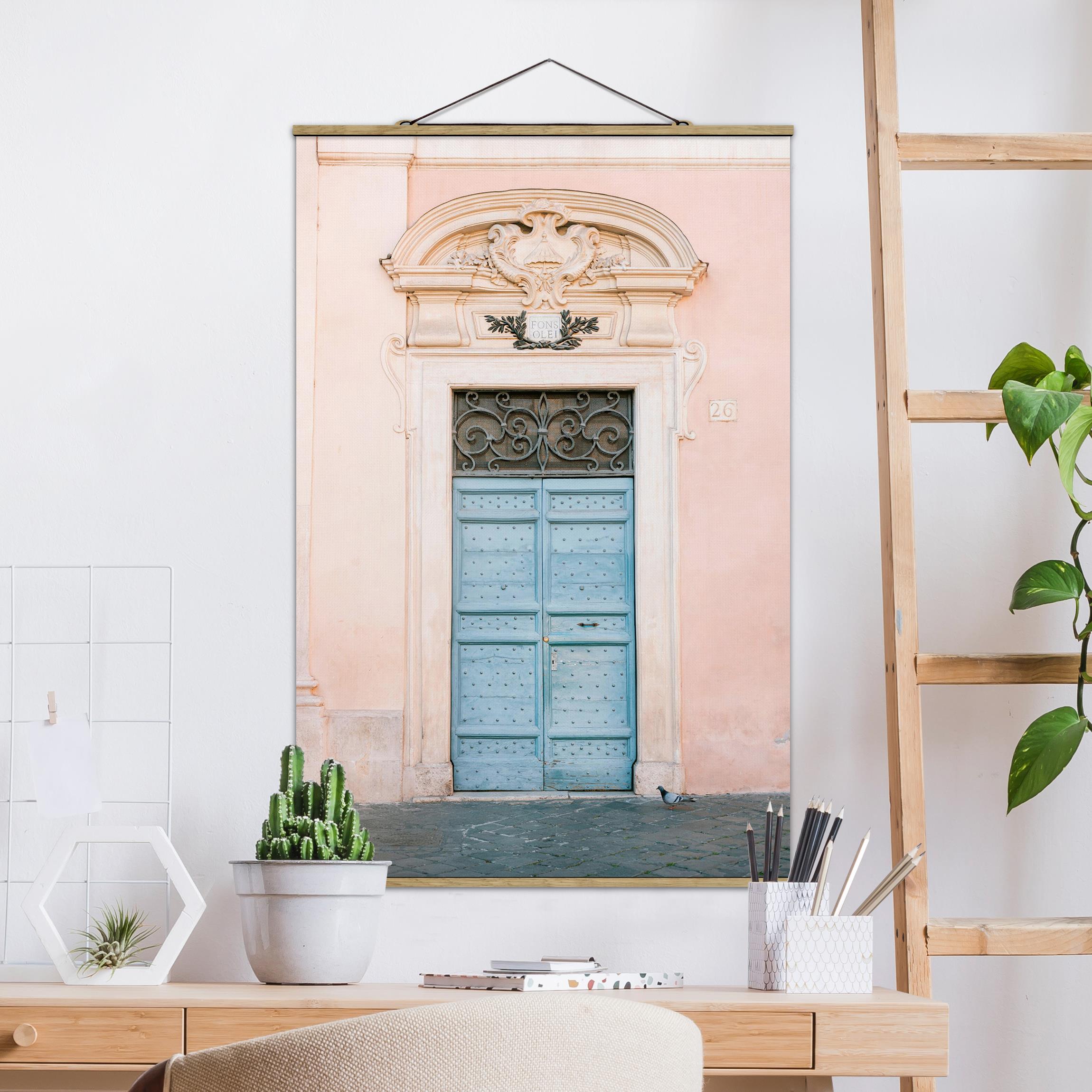 Stoffbild mit Posterleisten Italienische Tür III