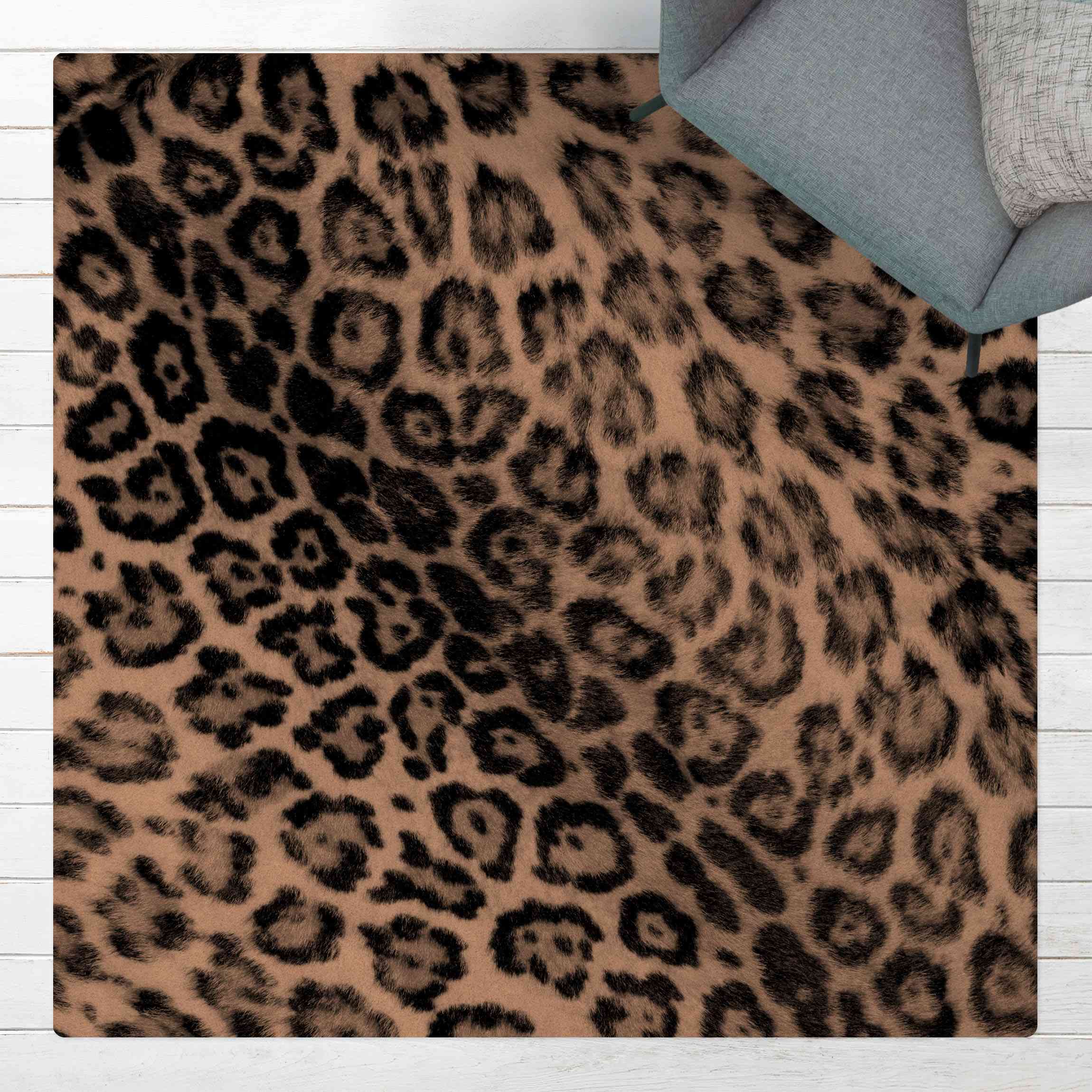 Kork-Teppich Jaguar Skin Schwarz-Weiß
