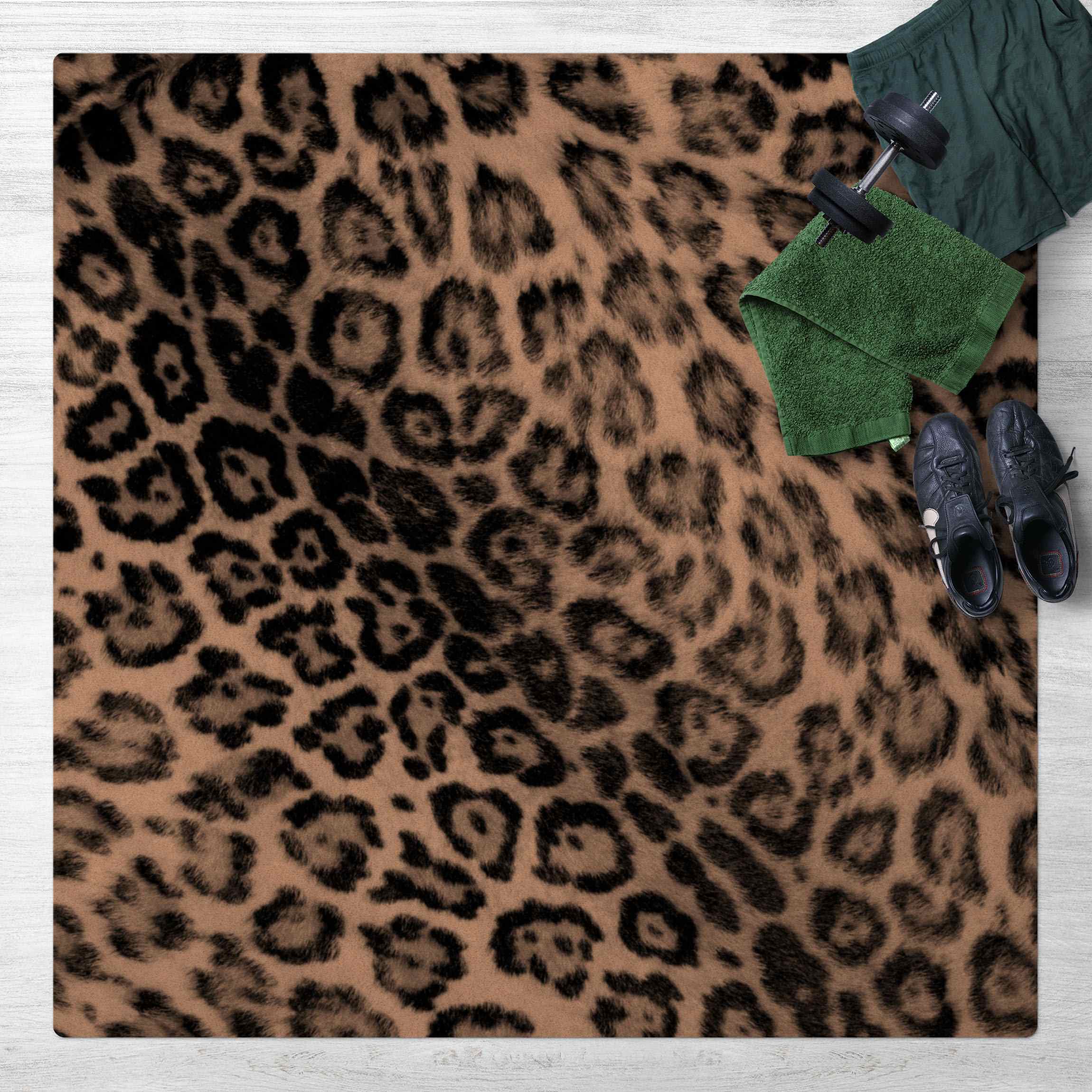 Kork-Teppich Jaguar Skin Schwarz-Weiß